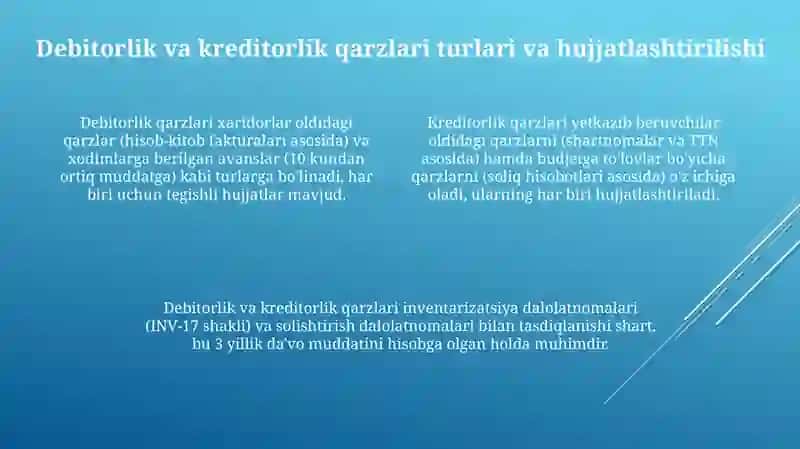 Soliqlar hisobi. Turli debitor va kreditorlar bilan hisob-kitoblar hisobi 4