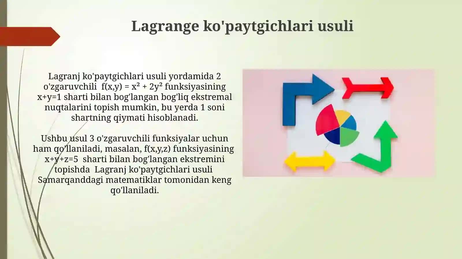 Koʻp oʻzgaruvchilik funksiyaning ekstrimum qiymatlari. Ekstrmumning zaruriy va yetarli shartlari 4