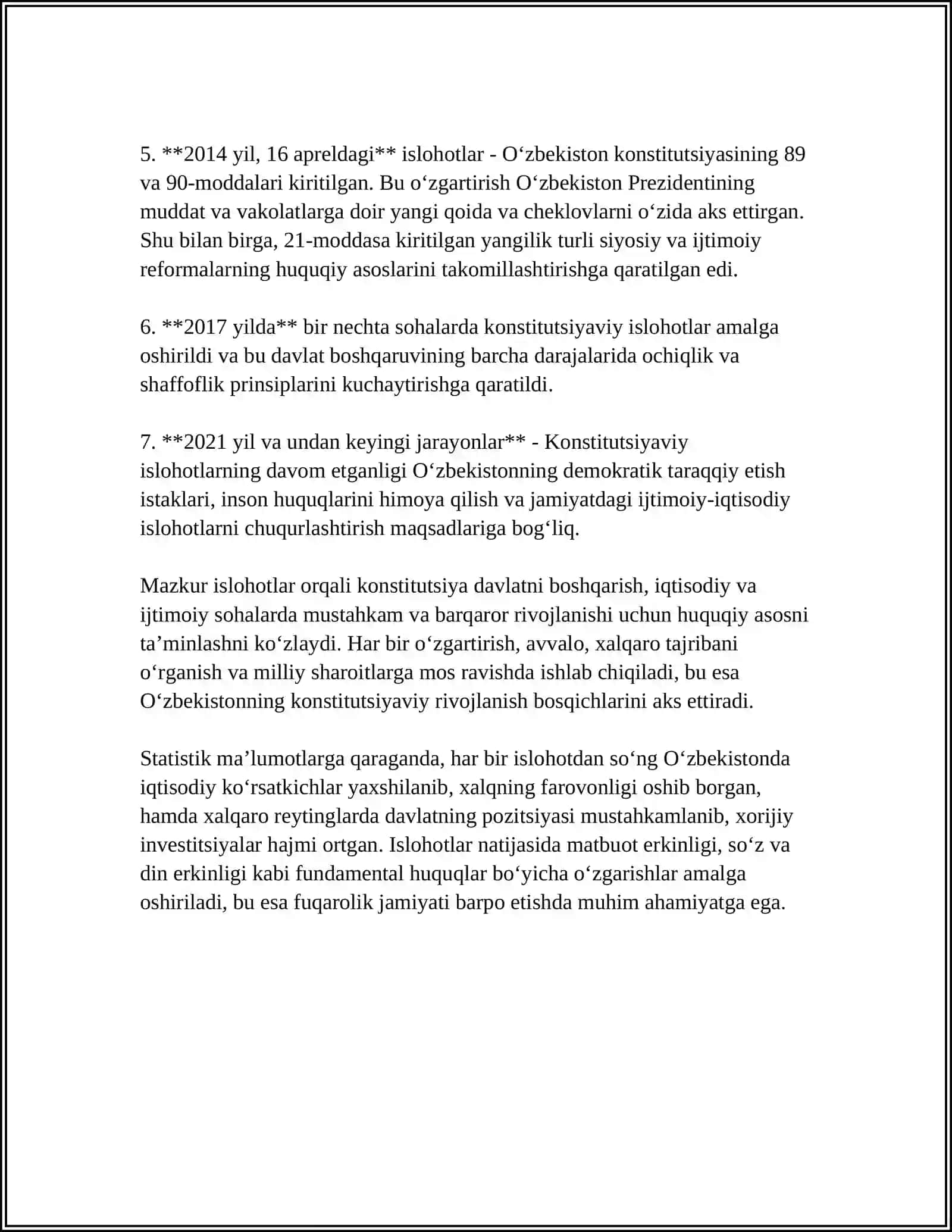MUSTAQILLIK YILLARIDA DAVLAT BOSHQARUVI TIZIMIDA AMALGA OSHIRGAN ISLOHATLARI 4