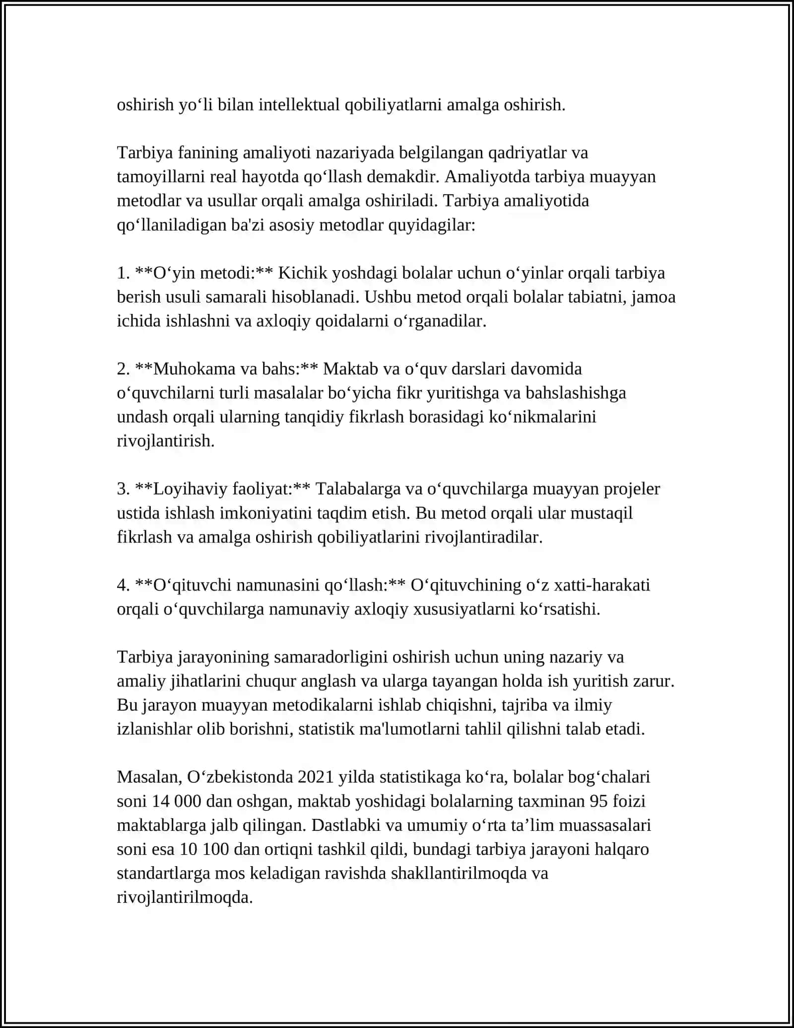 TARBIYA FANINIO‘QITISHNING METODLARI VA ULARNING KLASSIFIKASISI 4