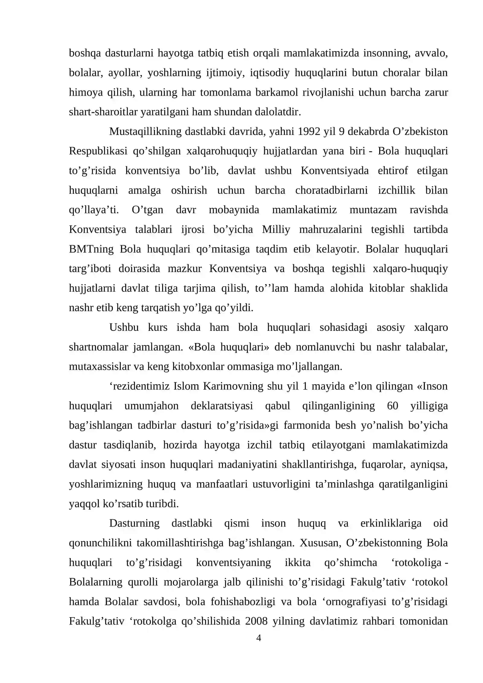 BOLA HUQUQLARI BO’YICHA XALQARO HUQUQIY NORMALAR 4