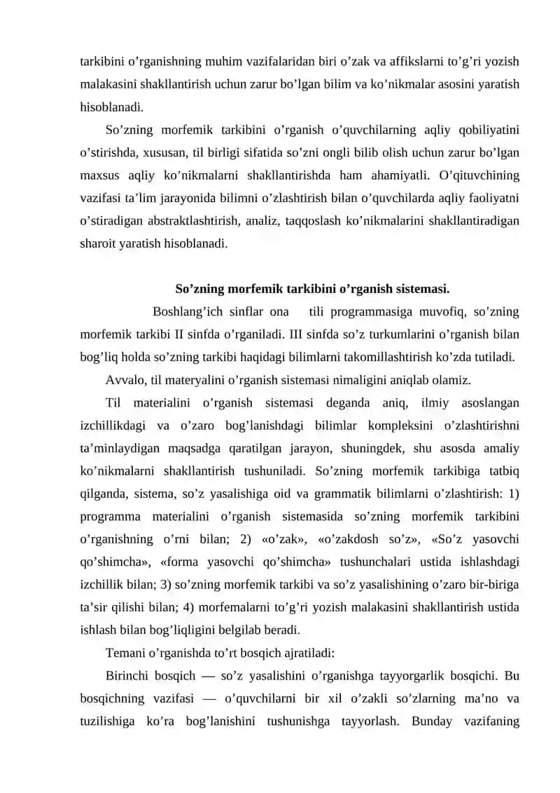 BOSHLANG’ICH SINFLARDA SO’ZNING MORFEMIK TARKIBINI O’RGANISH METODIKASI 4