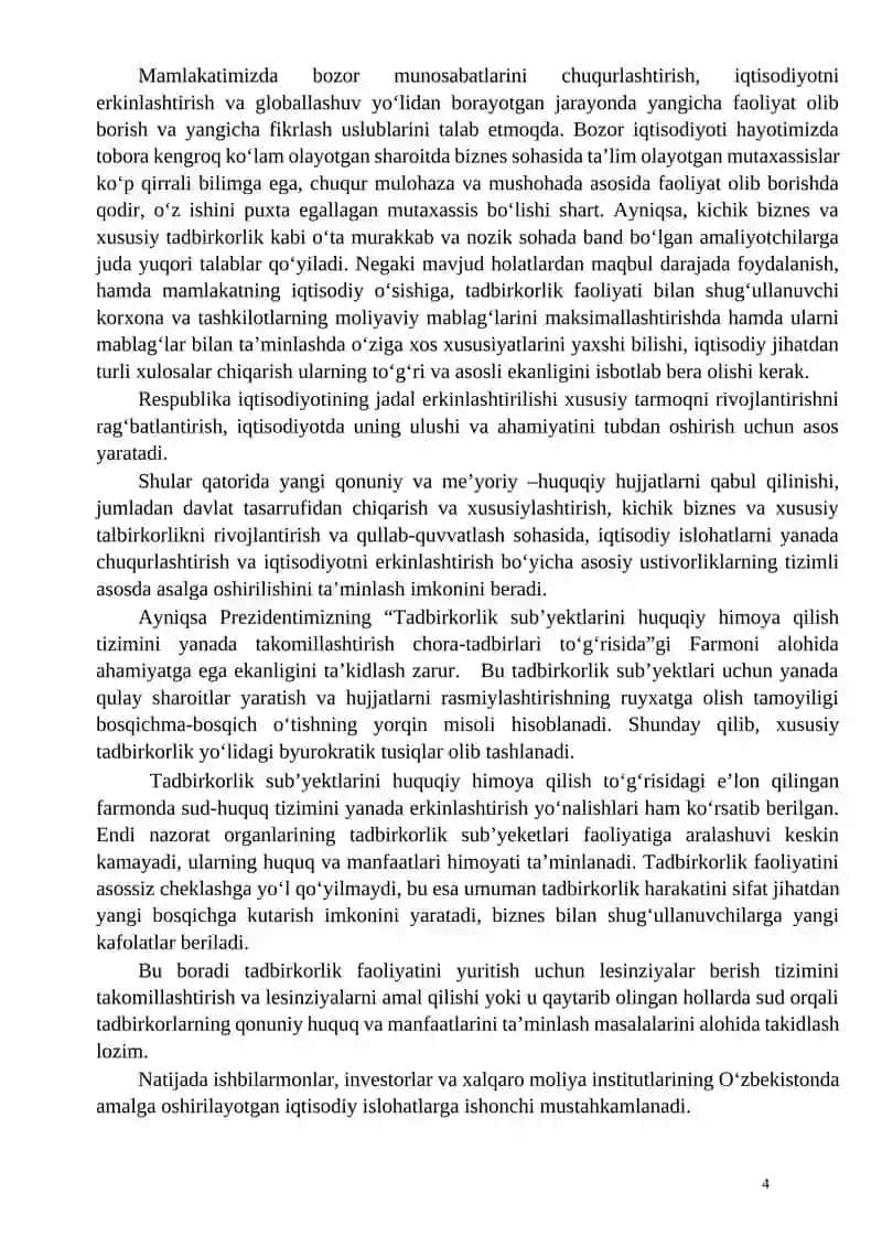 Biznes asoslari kursi 4