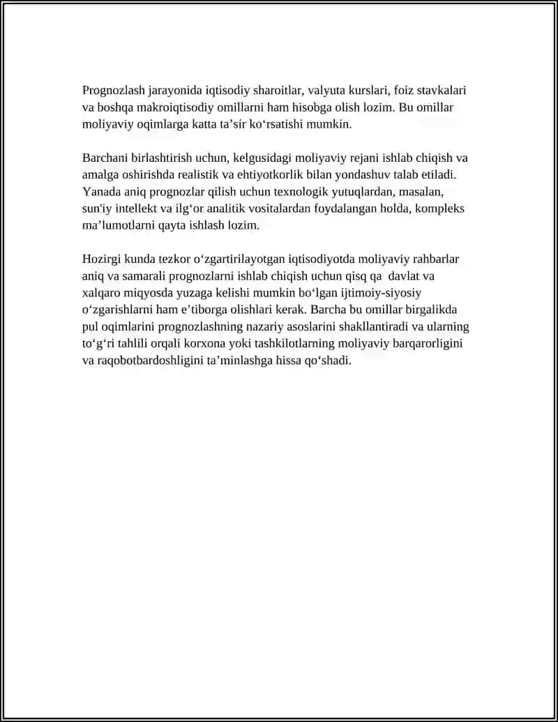 Pul Oqimlarini Prognozlash 4