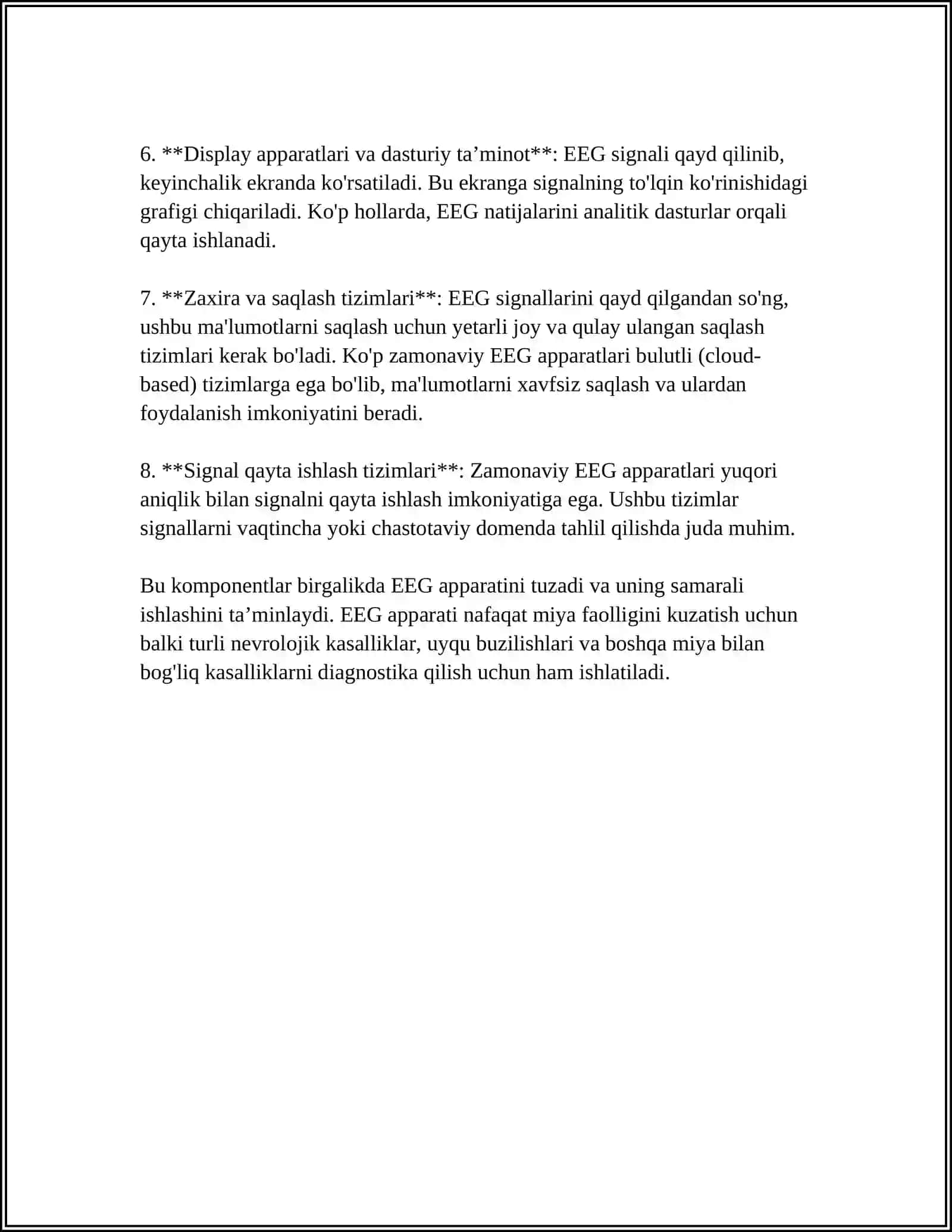 EEG APPARATINI TUZILISHI VA MIYA FAOLIYATINING TADQIQOTLARI 4