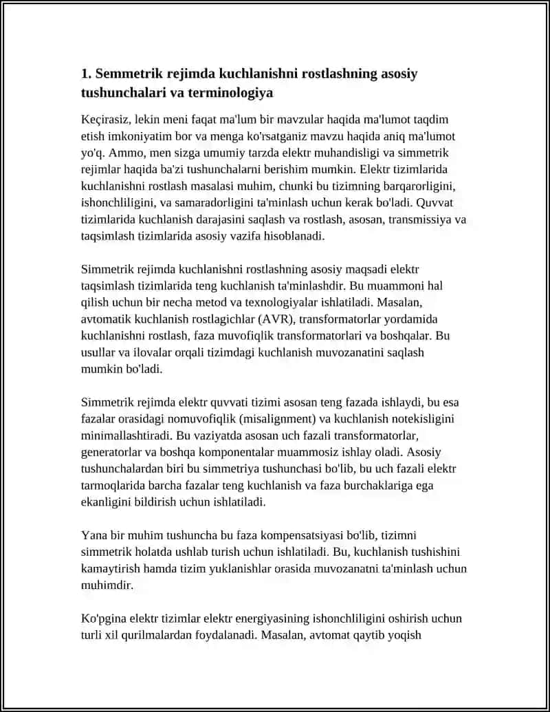 SEMMETRIK REJIMDA KUCHLANISHNI ROSTLASH HAQIDA 4