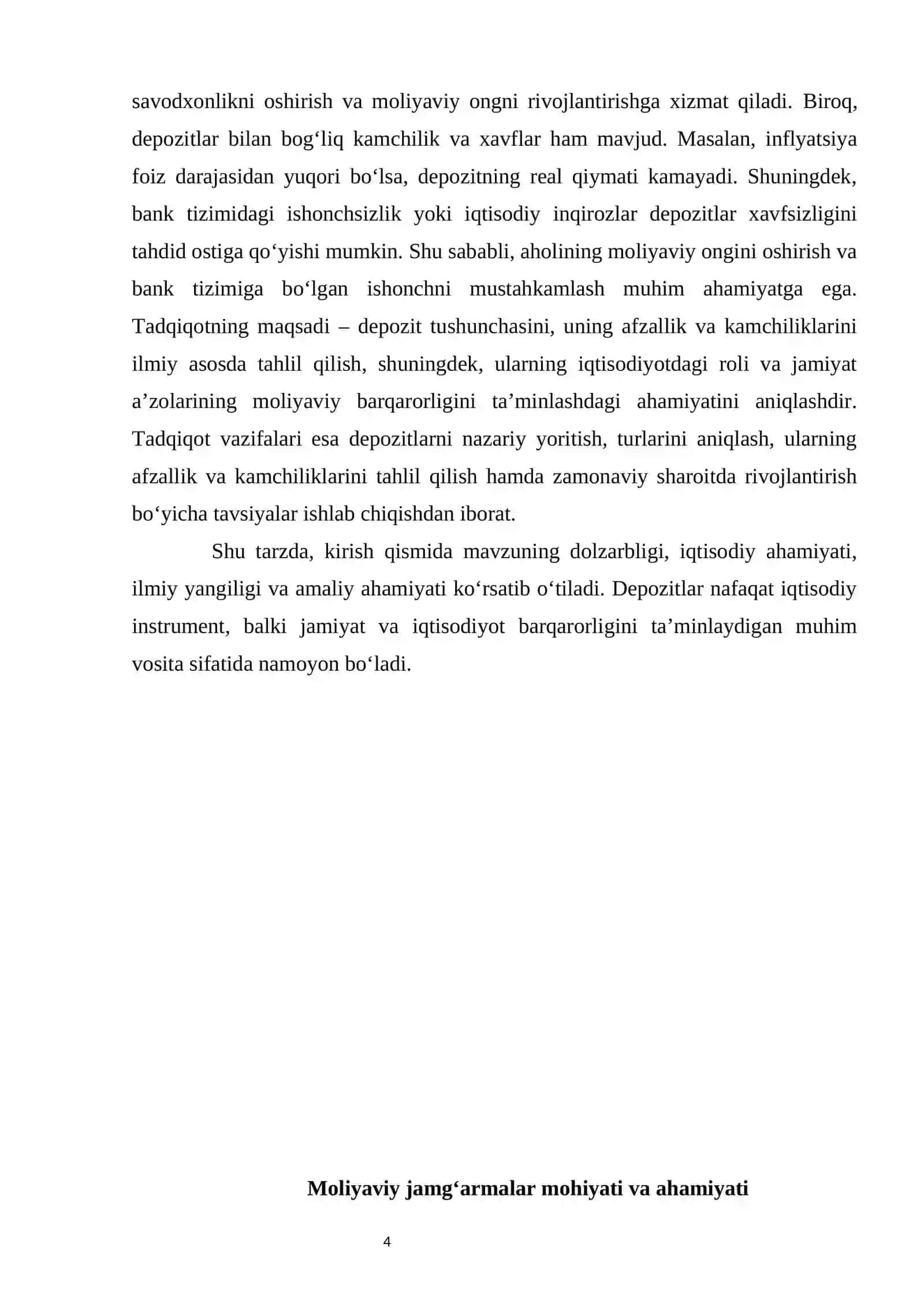 Depozit (omonat) tushunchasi, uning afzallik va kamchiliklari 4