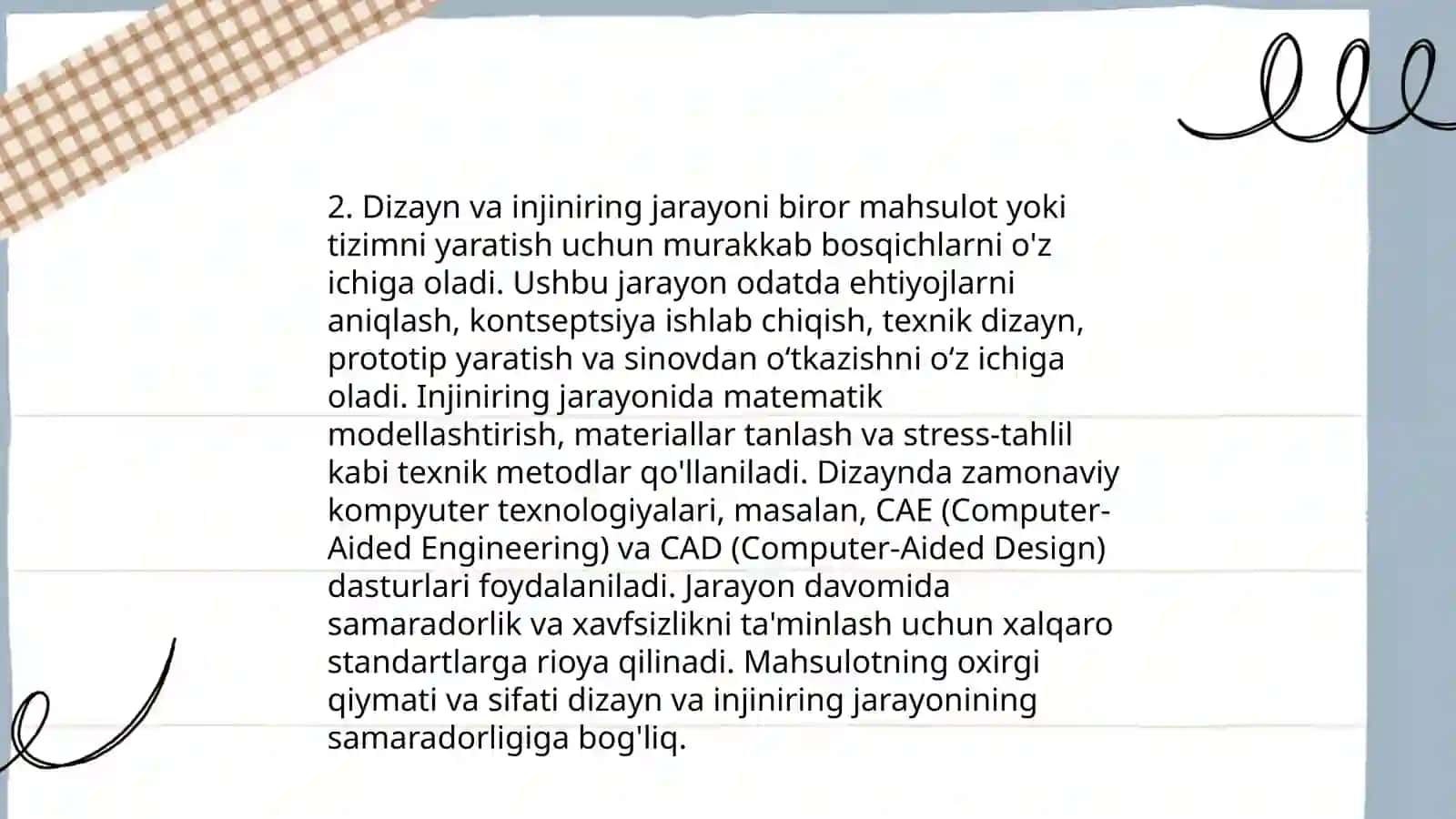 Ishlab chiqarish jarayonini bosqichlarini ketma ketligini o'rganish 4