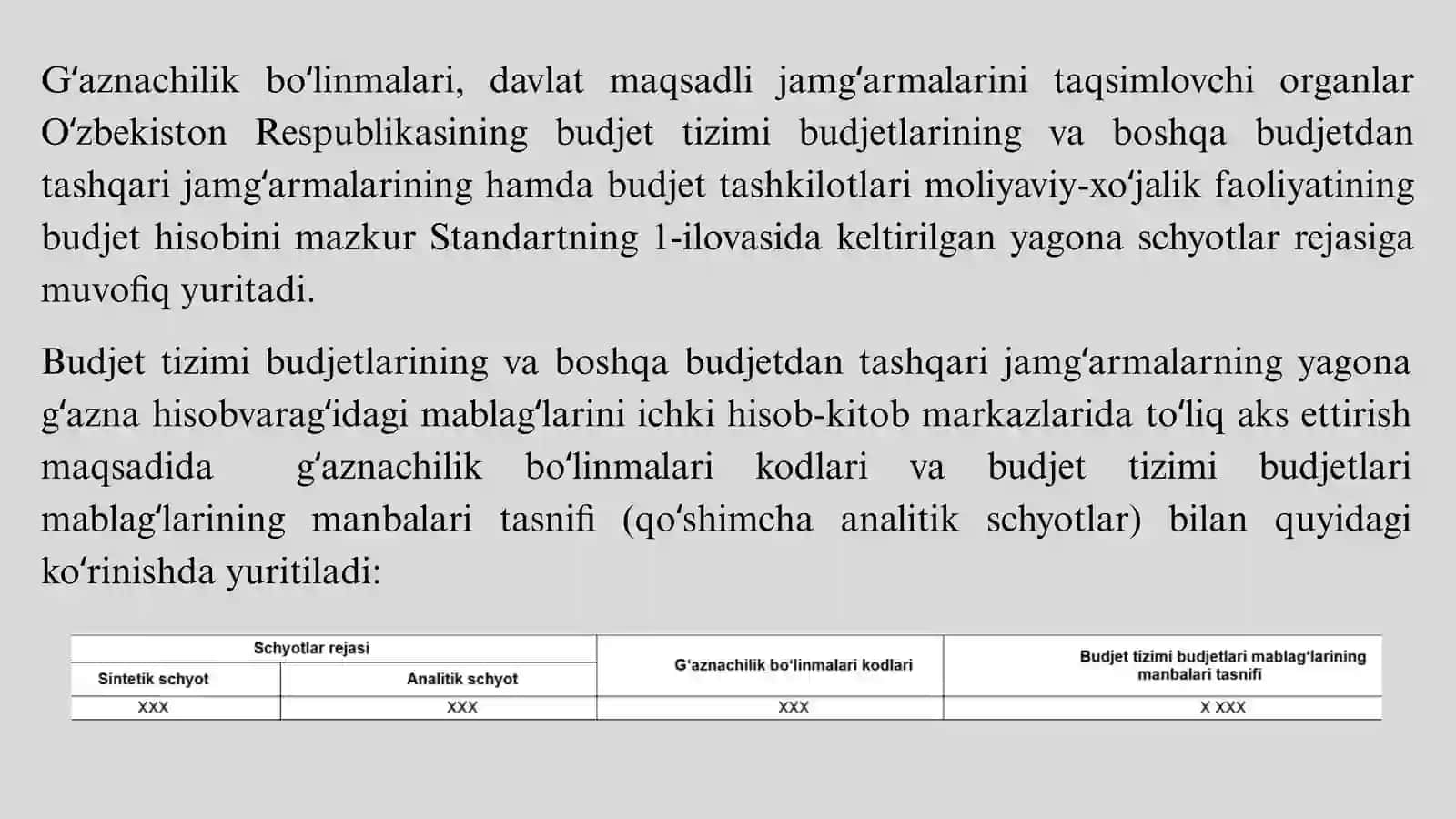 BYUDJED TASHKILOTLARINING BYUDJET HISOBIDA YAGONA SCHETLAR REJASINI QO’LLASH TARTIBI 4