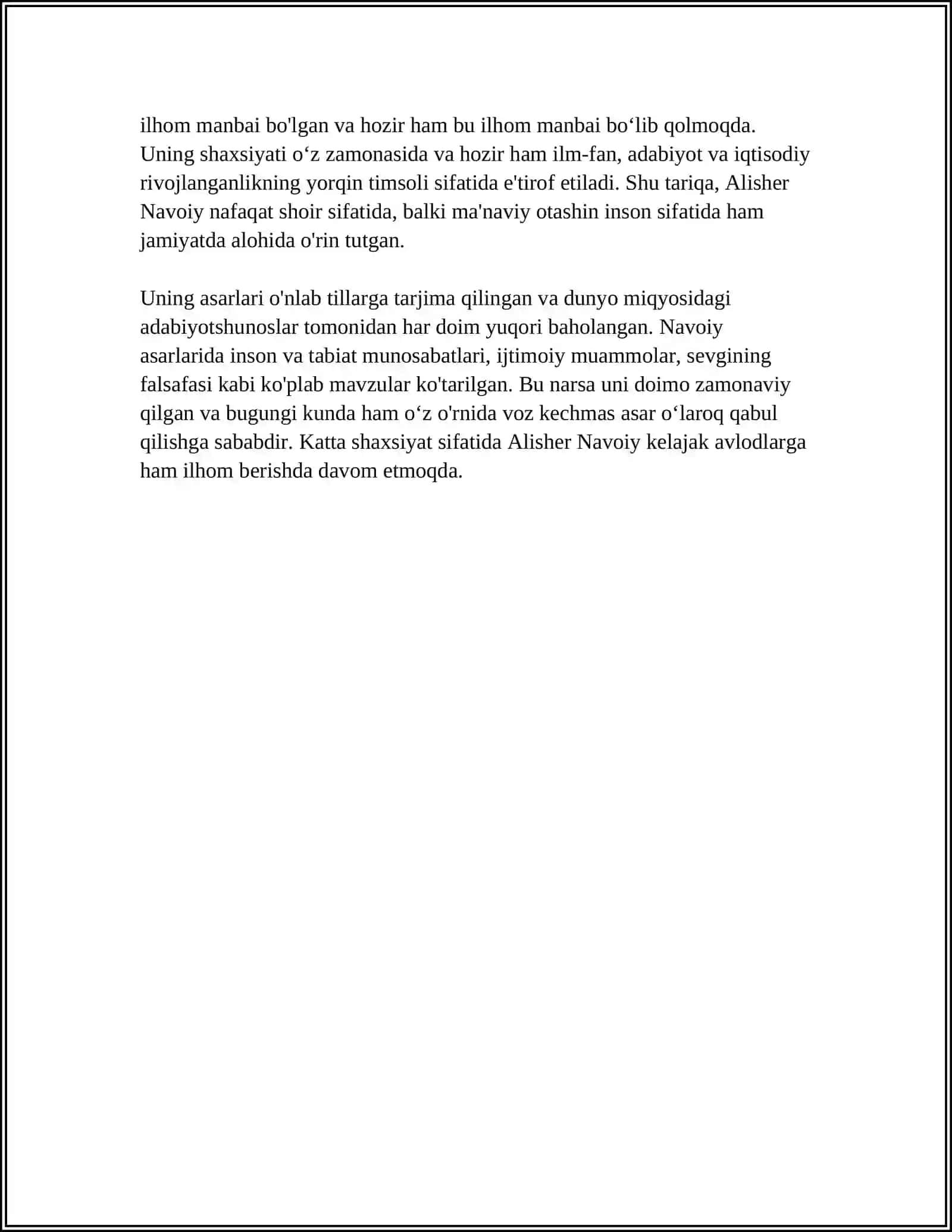 REFERAT ALISHER NAVOIY SHAXSIYATI VA UNING ILMIY-BADIIY MEROSIDA TARBIYA MASALASINING USTUVORLIGI 4