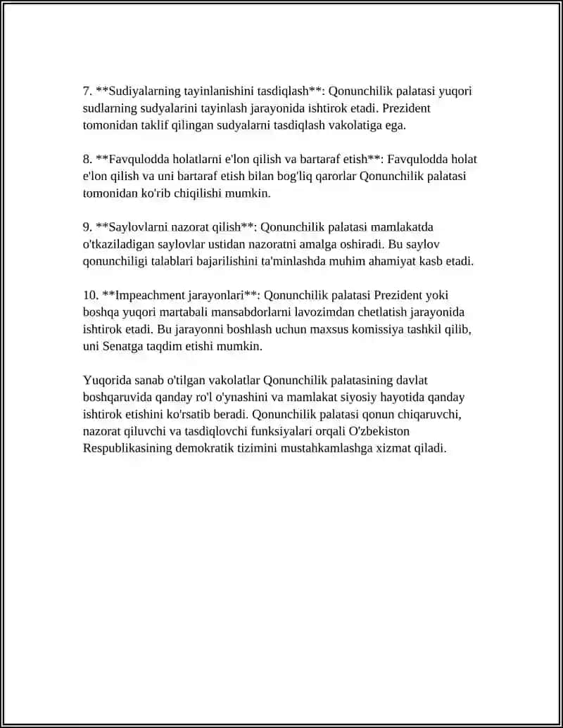 O'ZBEKISTON RESPUBLIKASI OLIY MAJLISI -QONUNCHLIK PALATASI VA SENAT VAKOLATLARI 4