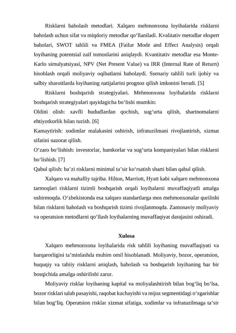 XALQARO MEHMONXONA LOYIHALARINING RISK TAHLILI 4