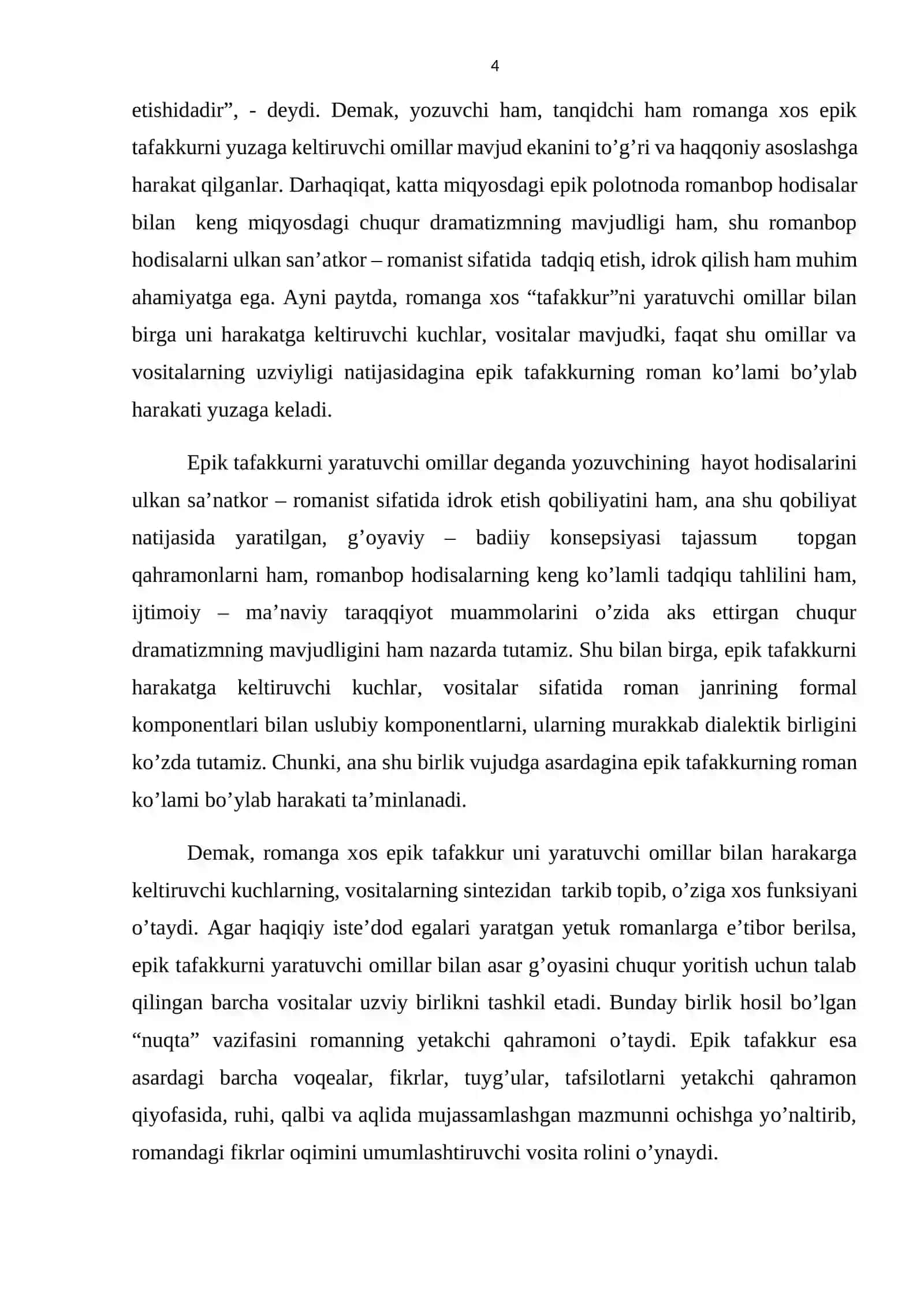 Roman janri va epik tafakkur (O.Yoqubov va p.qodirov tarixiy romanlari misolida) 4