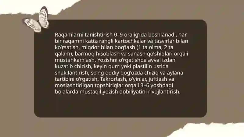 Maktabgacha yoshda elementlar matematik koʻnikmalarni rivojlantirish 4