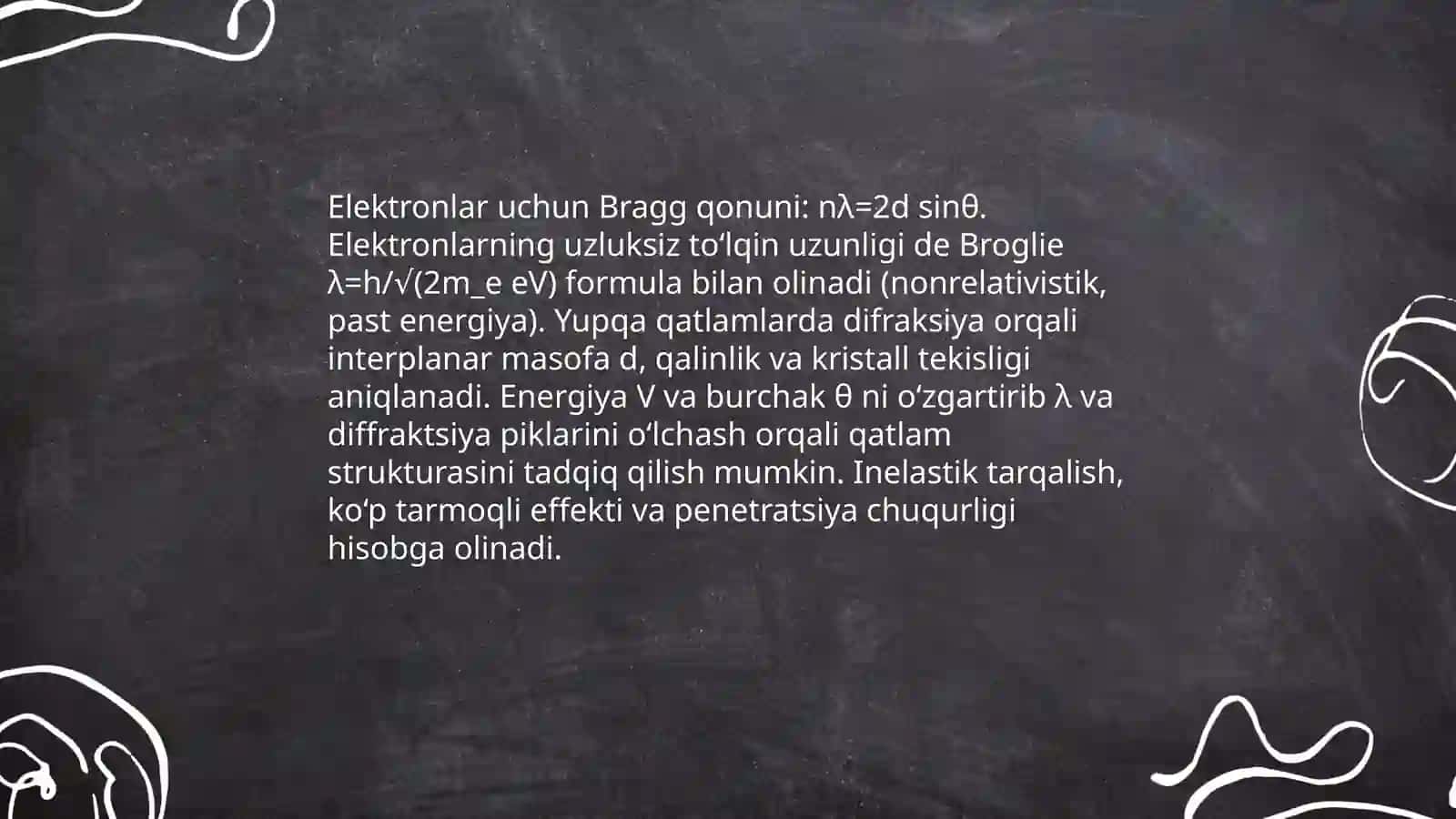 Elektronlar difraksiyasi va uning yupqa qatlamlar strukturasini oʻrganishda qoʻllanilishi 4