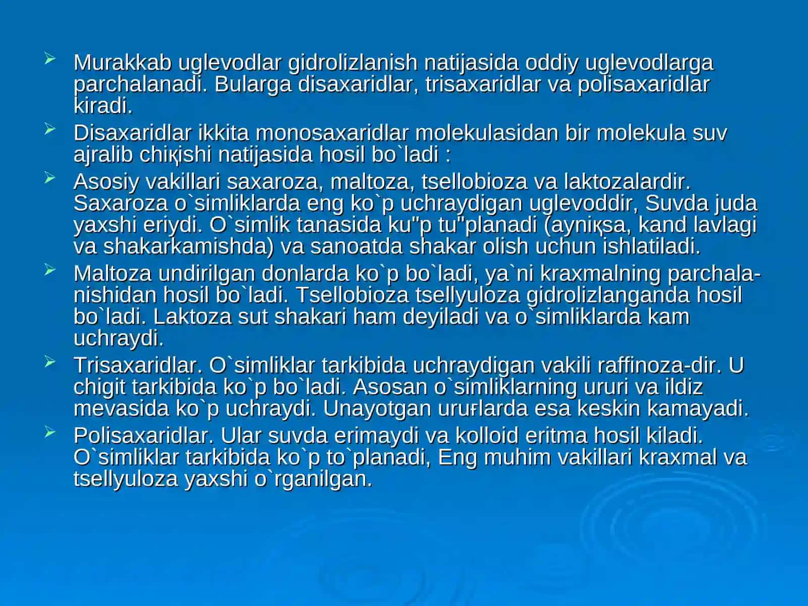O`simliklarda uchraydigan mono, di, polisaxaridlar 4