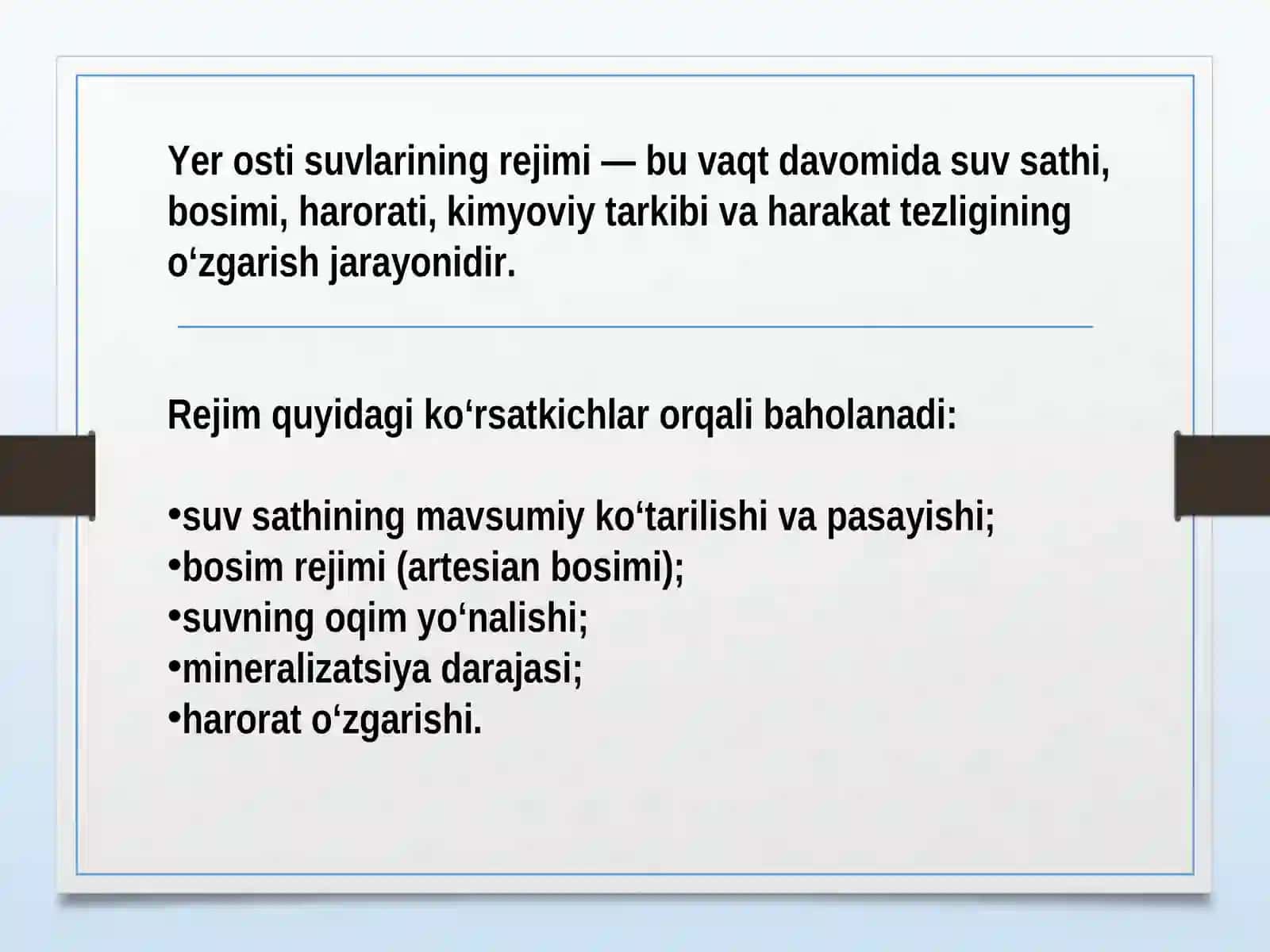 Yer osti suvlarining rejimi va unga ta’sir etuvchi omillar 4