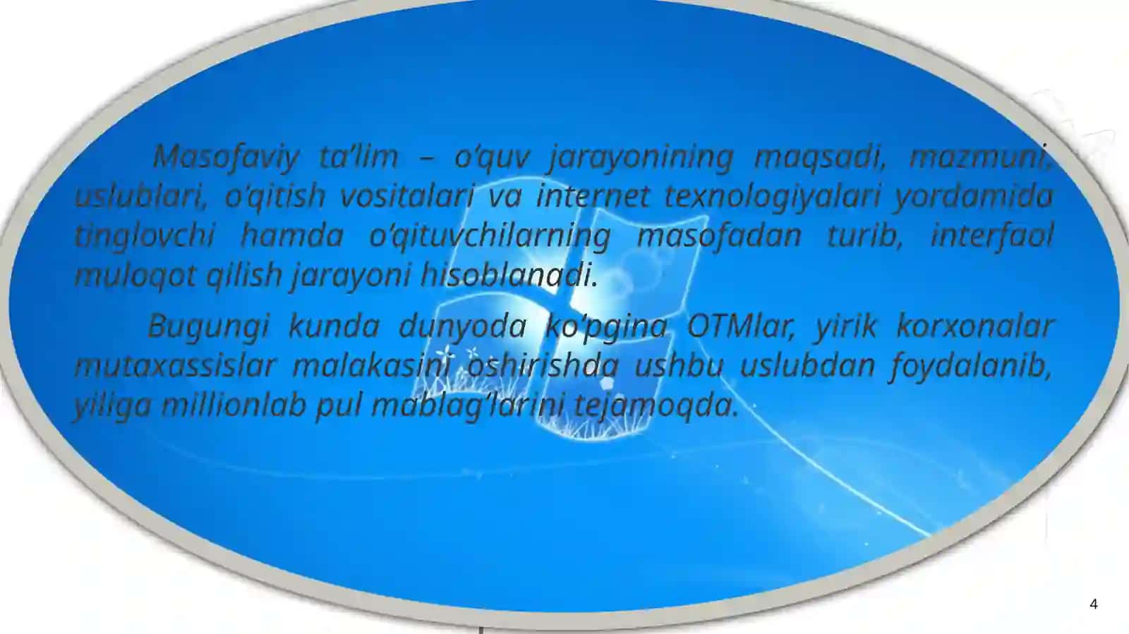 Masofaviy ta'lim tizimi va o'qitishning texnik vositalari 4