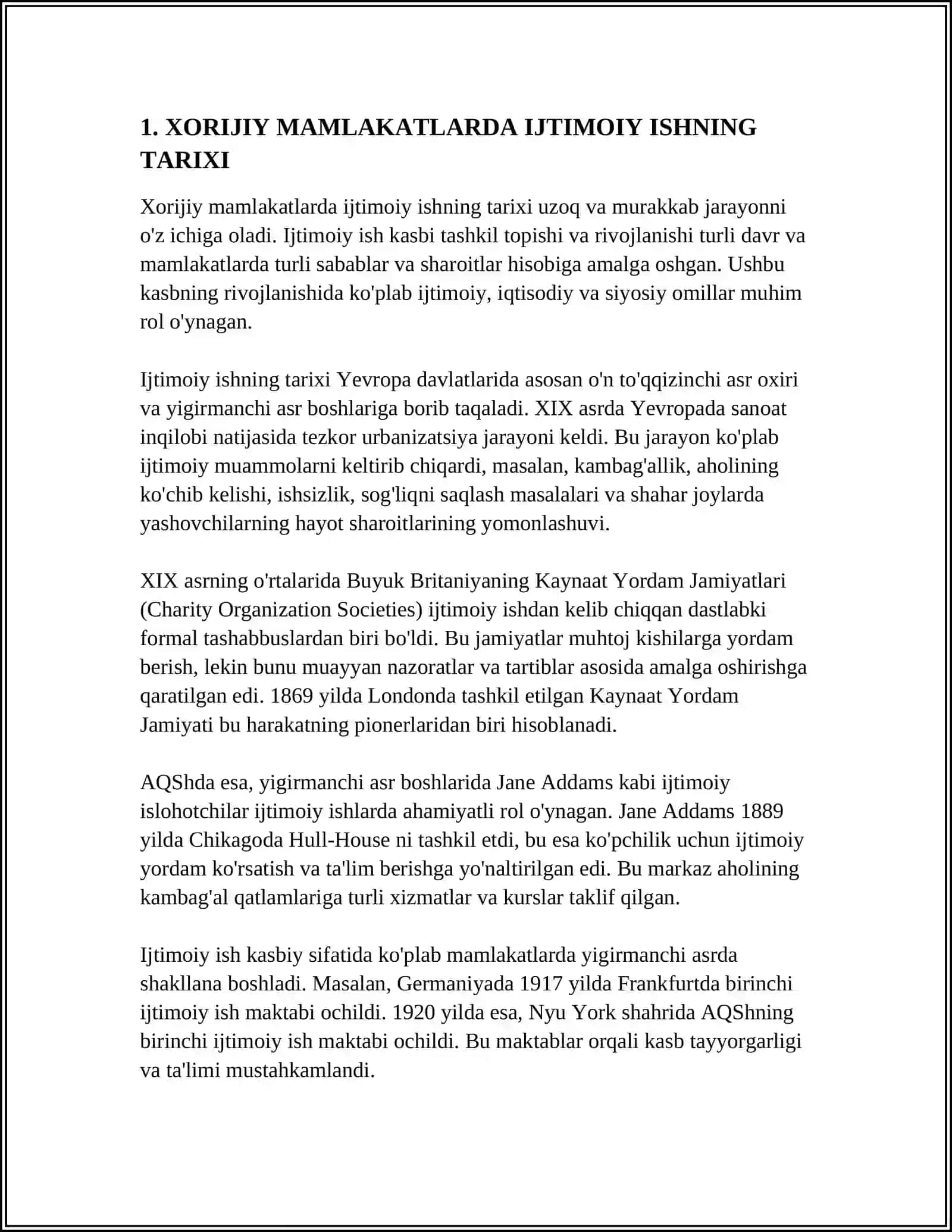 XORIJIY MAMLAKATLARDA IJTIMOIY ISH DARAJALARI VA TA’LIM YÒNALISHLARI 4