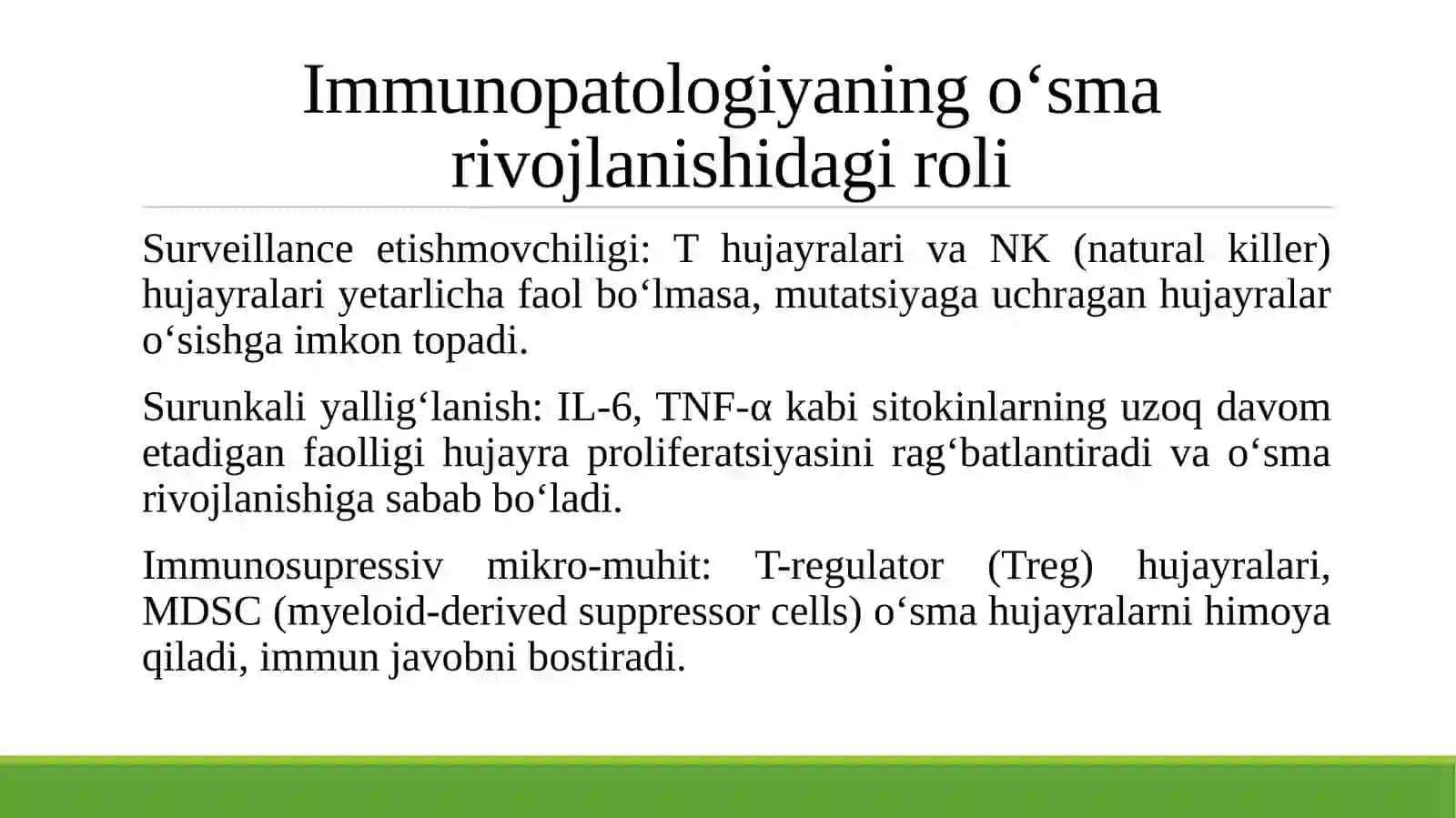 IMMUNOPATOLOGIYA, O‘SMA HUJAYRALARNI KELIB CHIQISHIDAGI AHAMIYATI. IMMUNTANQISLIKLARDA OPPORTUNISTIK INFEKSIYALAR BOSHQARILISHINING MOLEKULYAR MEXANIZMI. 4