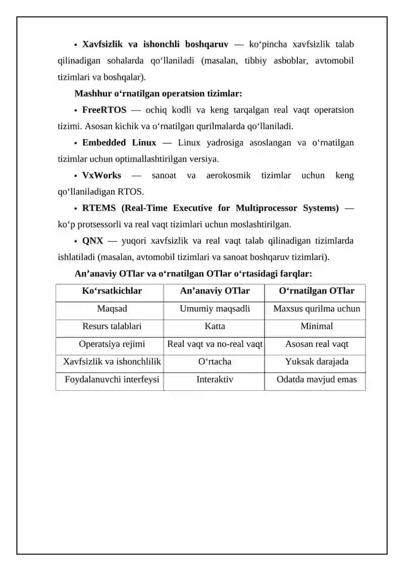 O’rnatilgan operatsiyon tizimlarda ko’p vazifalilik va jarayonlarni boshqarish 4
