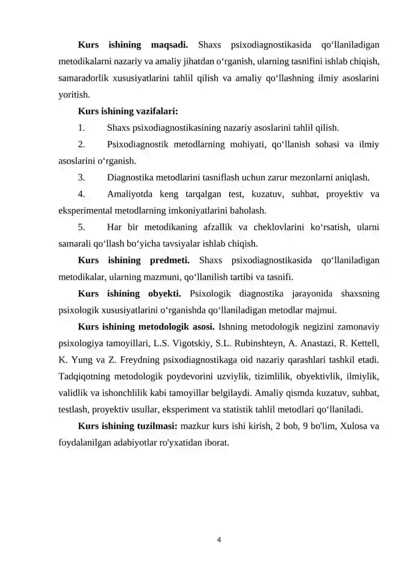 Shaxs psixodiagnostikasida qo’llaniladigan metodikalar tasnifi. 4