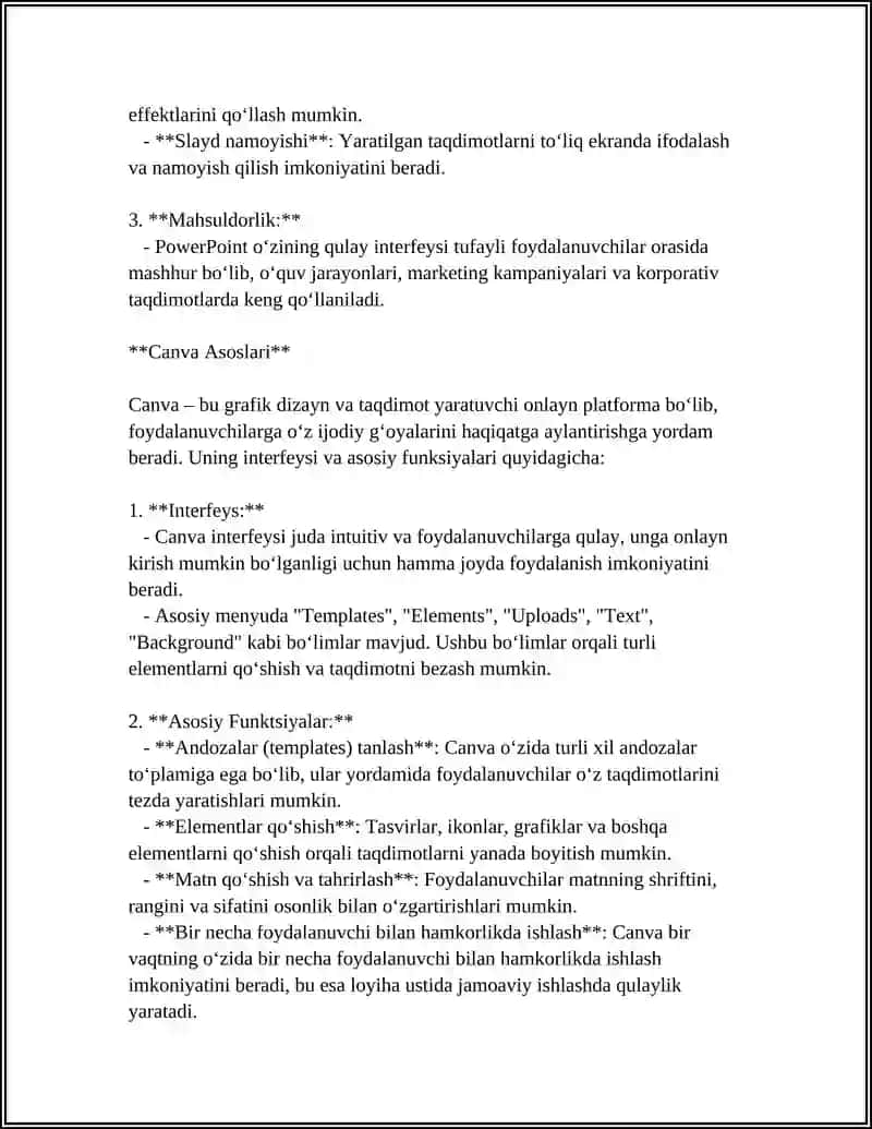 PowerPoint va Canva Asoslari: Interfeys va Asosiy Funktsiyalar 4