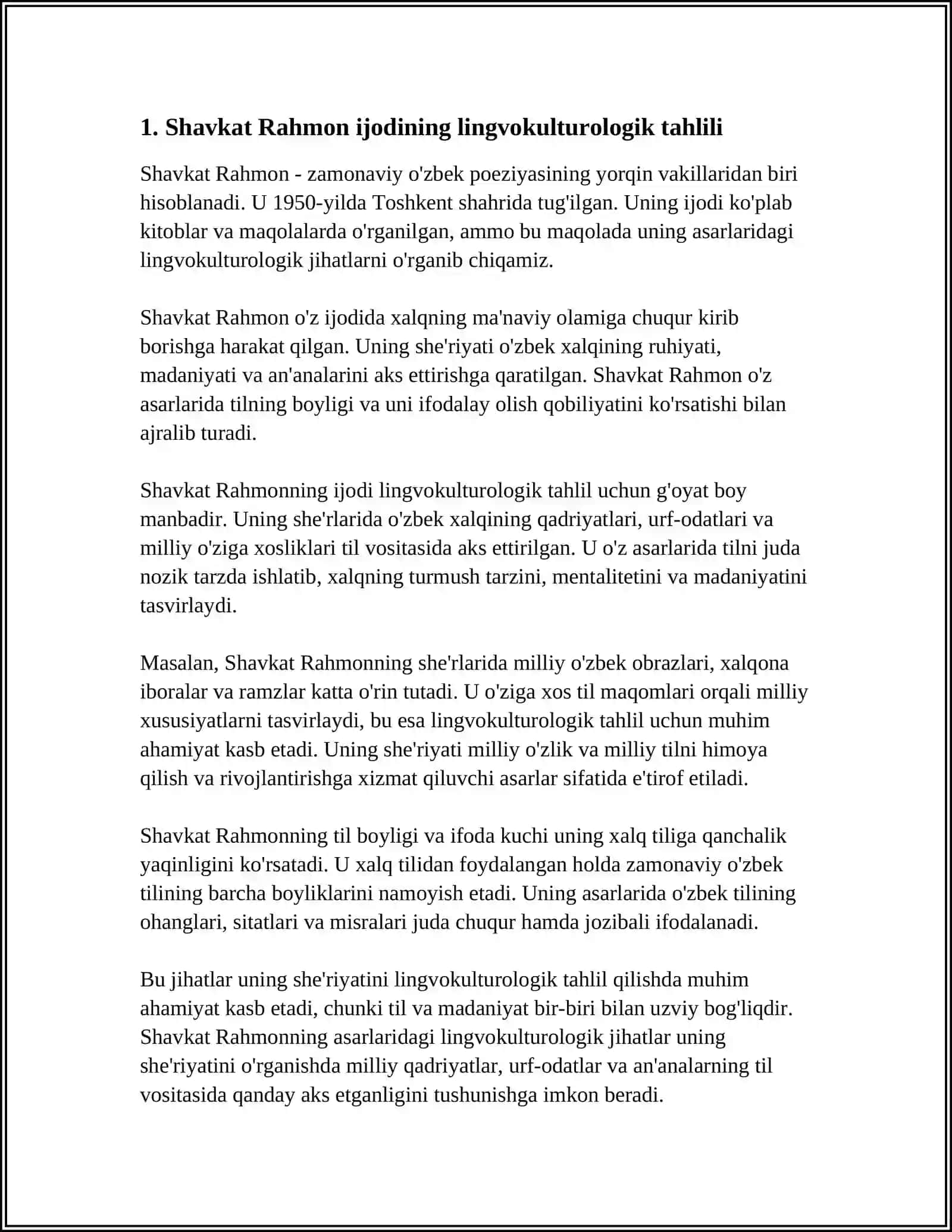 SHAVKAT RAHMON SHE’RLARIDA LINGVOKULTUROLOGIK REALIYALARNING ISHLATILISHI 4