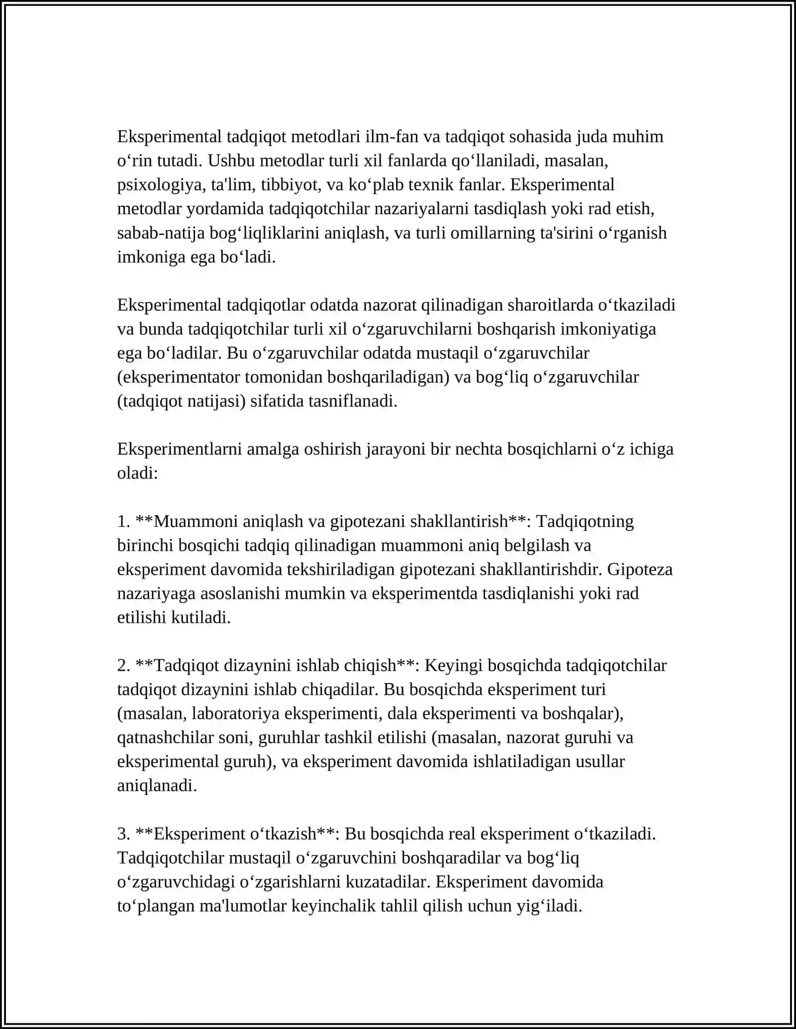 MUSTAQIL ISH Mavzu: HOZIRGI ZAMON PSIXOLOGIYASINING TADQIQOT METODLARI. PSIXIKANING FILOGENETIK TARAQQIYYOTI 4