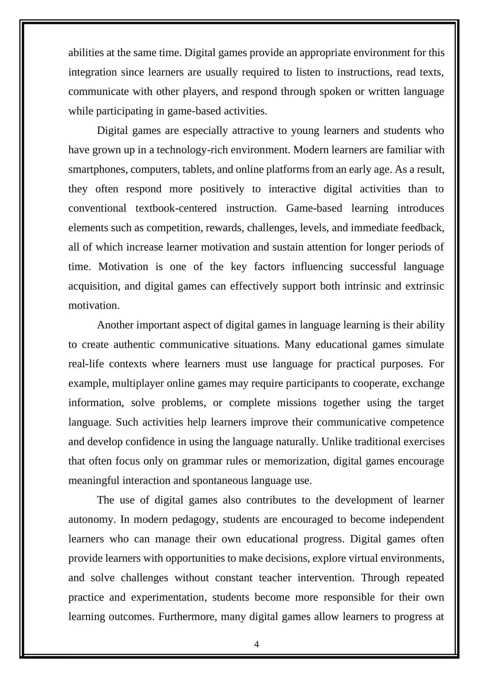 Digital games for simultaneous development of multiple language skills 4