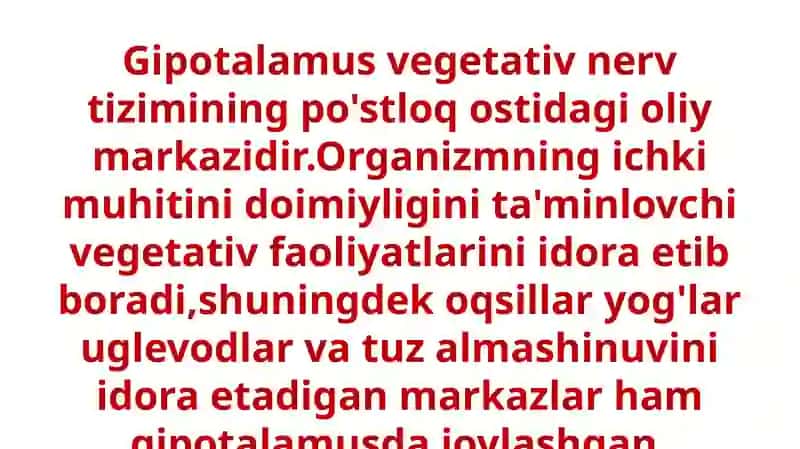 Gipotalamus oʻzaklari va ularning klinik ahamiyati 4
