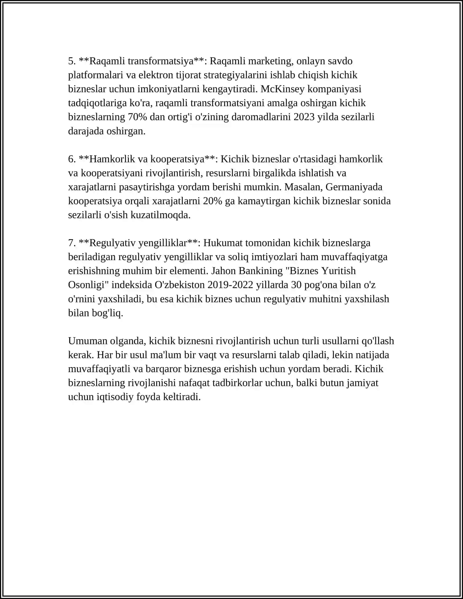 Kichik biznesni rivojlantirish usullari 4