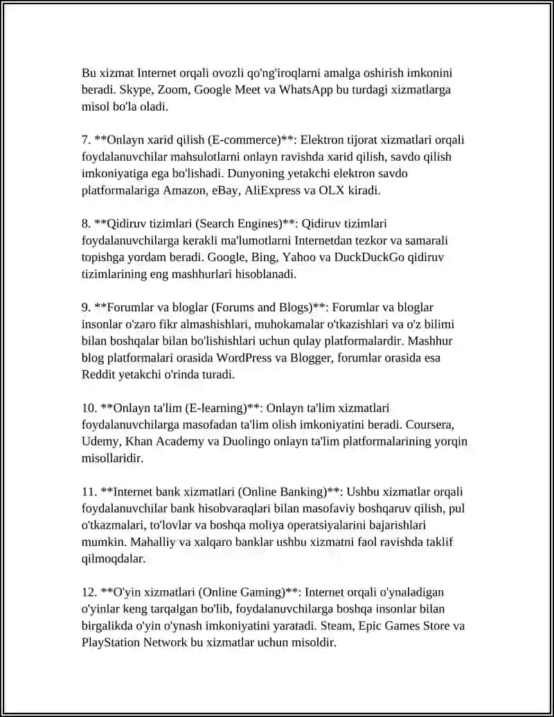 INTERNET XIZMATLARI VA ULARDAN SAMARALI FOYDALANISH 4