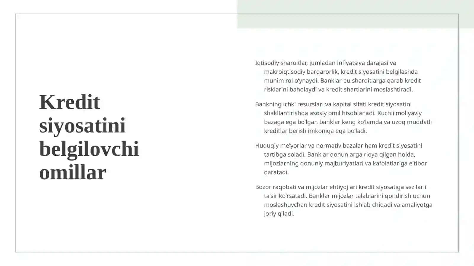 Tijorat banklarida kreditlashni tashkil etishning iqtisodiy va huquqiy asoslari 4