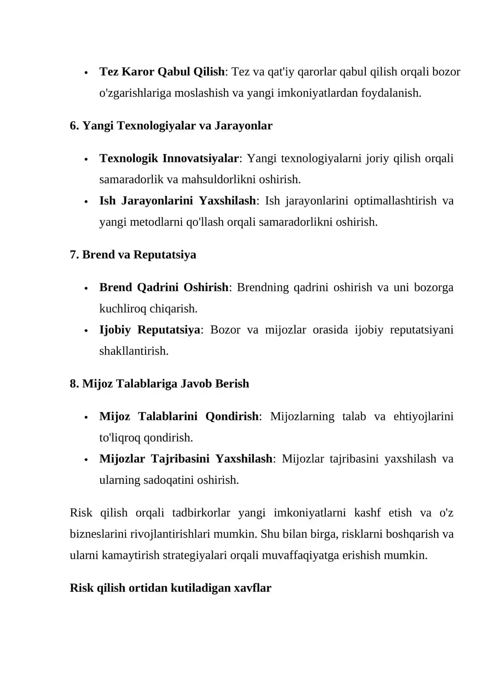 Tadbirkorlik faoliyatida risklar va uni kamaytirish yollari 4
