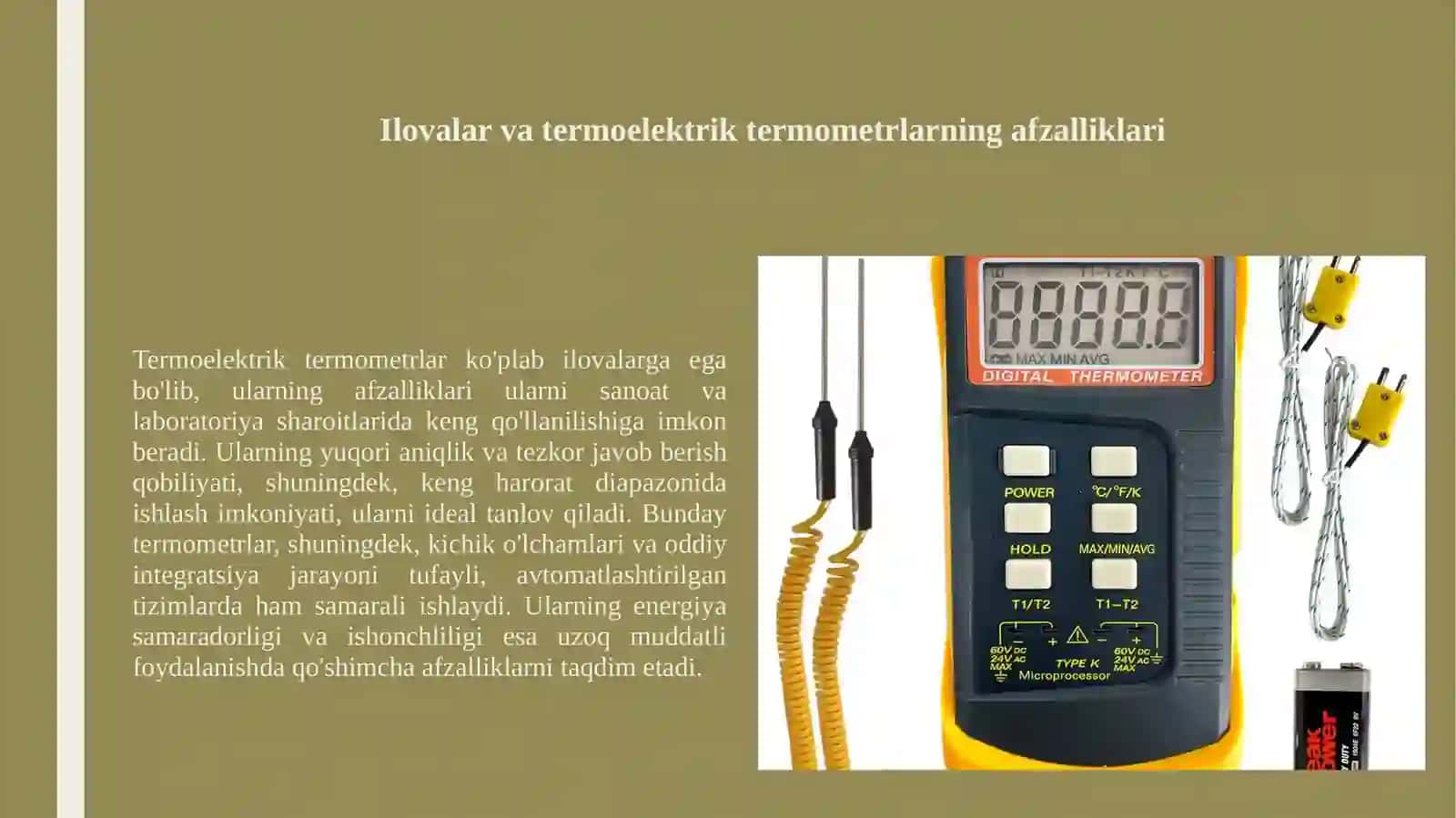 Termoelektr. Termometrlar ishlash prinsipi. 4