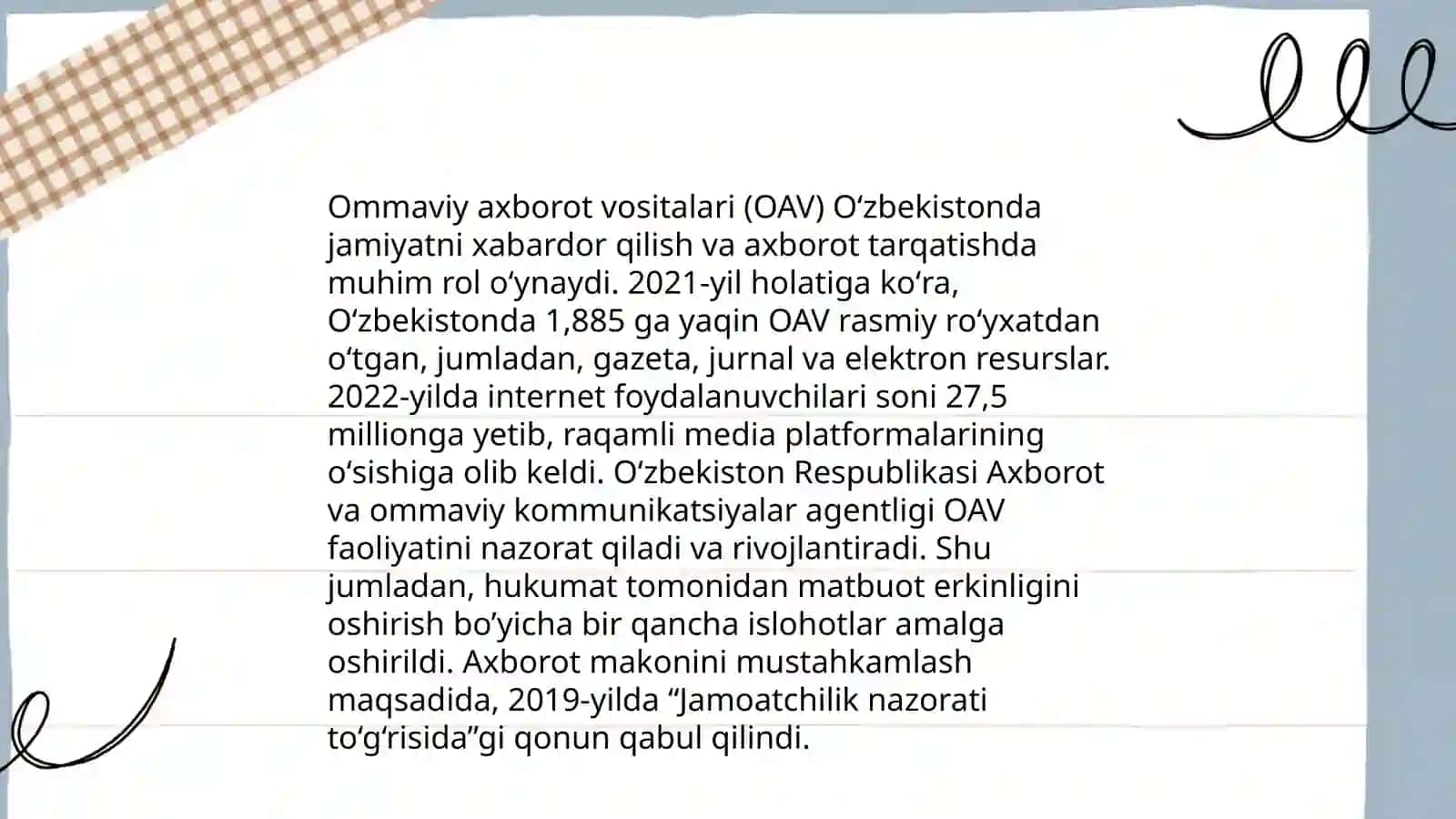 Oʻzbekiston Respublikasida ommaviy axborot vositalari faoliyati 4