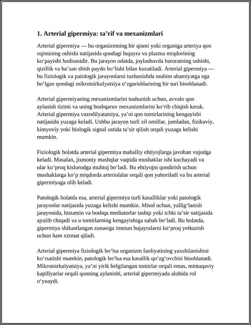 ARTERIAL VA VENOZ GIPEREMIYA. NORMA VA PATOLOGIYADA MIKROTSIRKULYATSIYANING AHAMIYATI 4