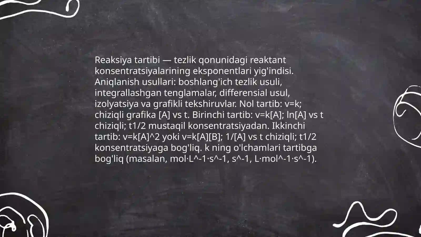 Kimyoviy reaktsiyalarning kinetik tenglamalari 4