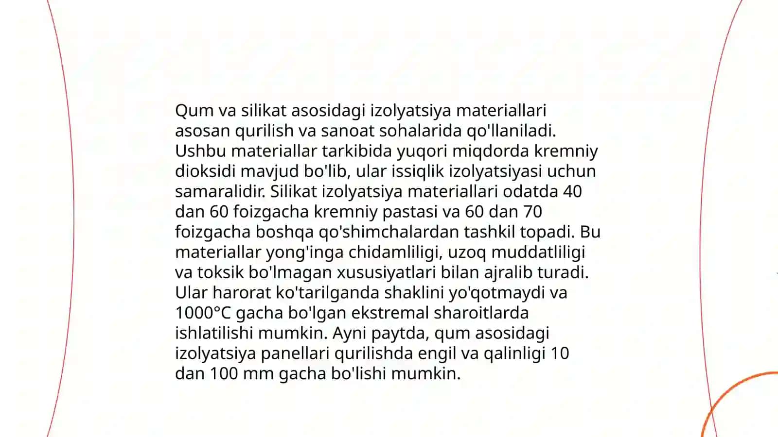 Noorganik issiqlik izolyatsiya materiallari va buyumlari 4