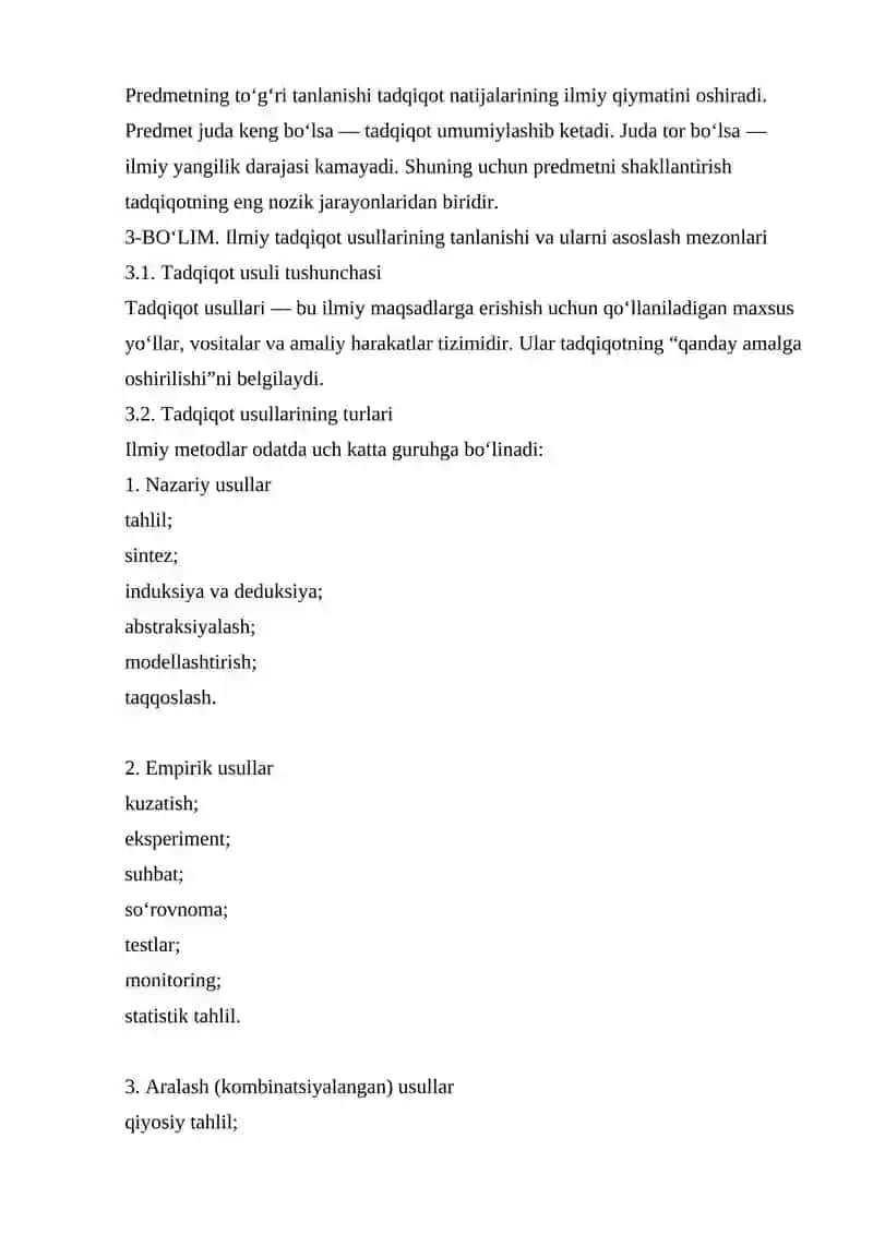 TADQIQOT OB'EKTI PREDMETI VA ULARNI SHAKLLANTIRISH 4