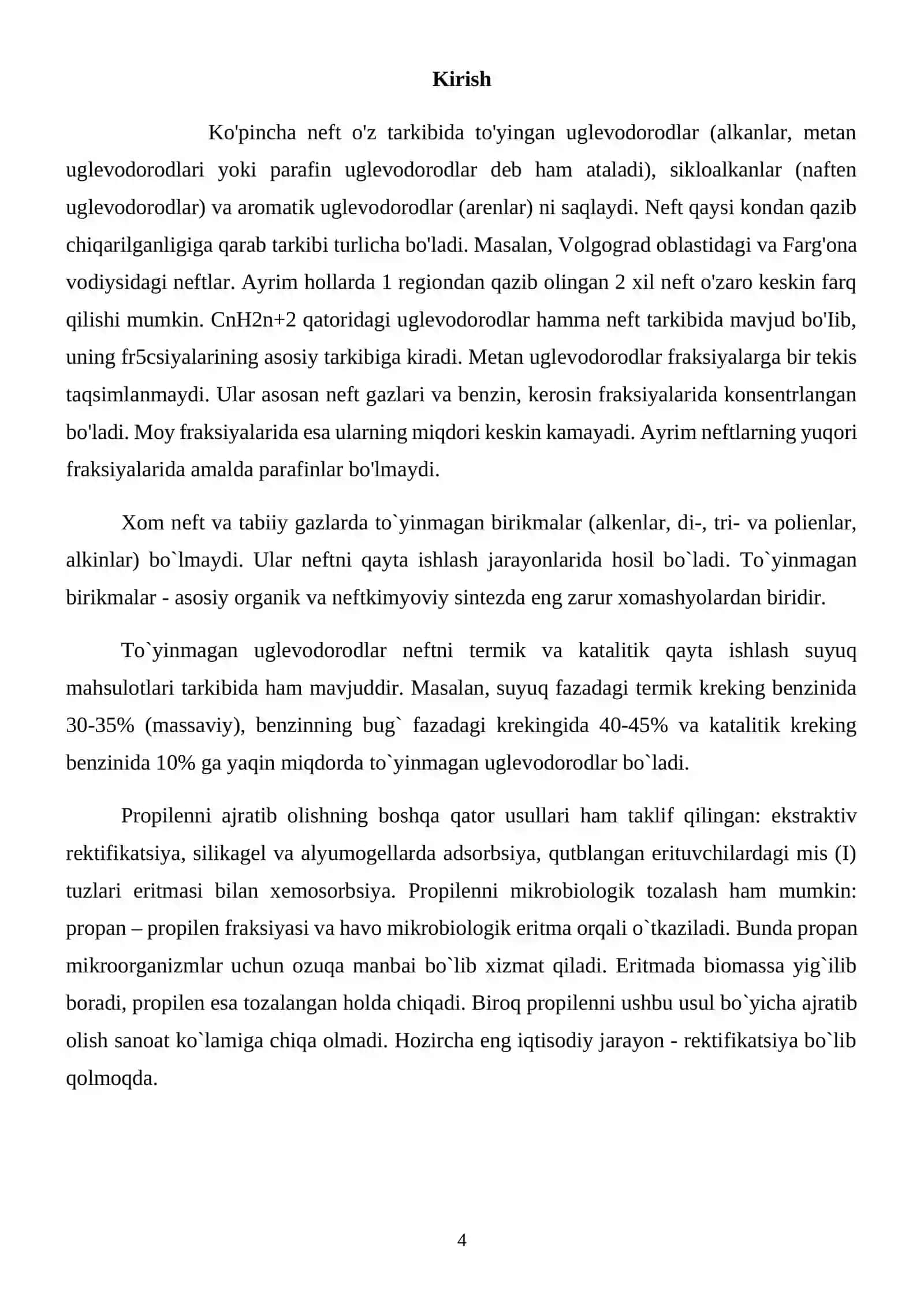 Propilen oksidini gidratlash jarayonini o’rganish 4