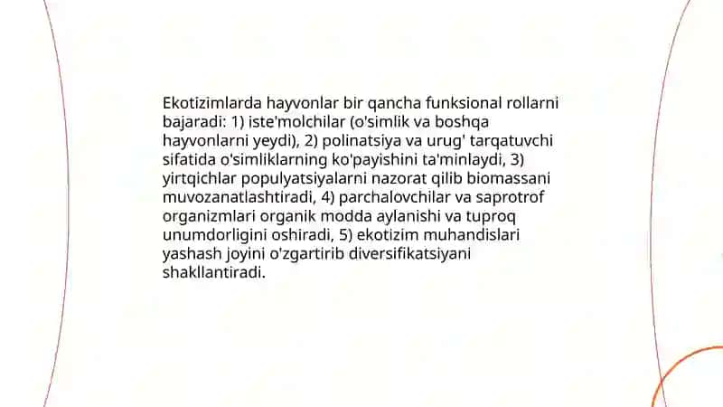 Hayvonot olamining xilma-xilligi va ularning tabiatda tutgan oʻrni 4