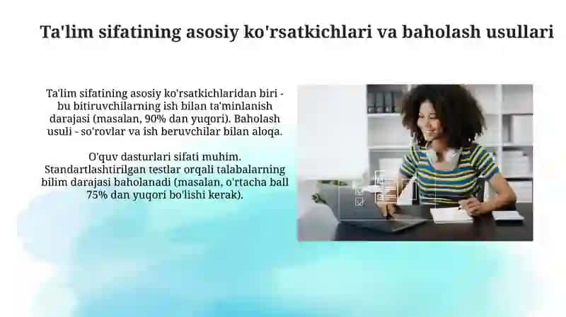 Ta'lim sifatini baholash va nazorat qilish 4