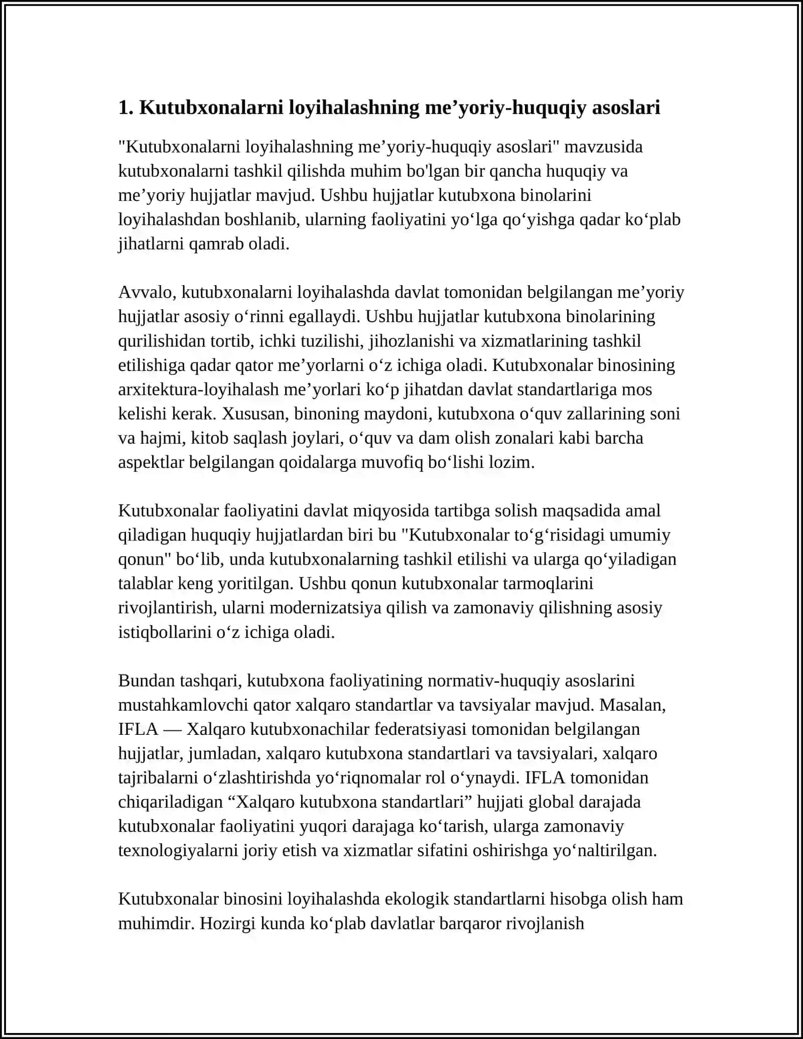Kutubxonalarni loyihalashning me’yoriy-huquqiy asoslari 4