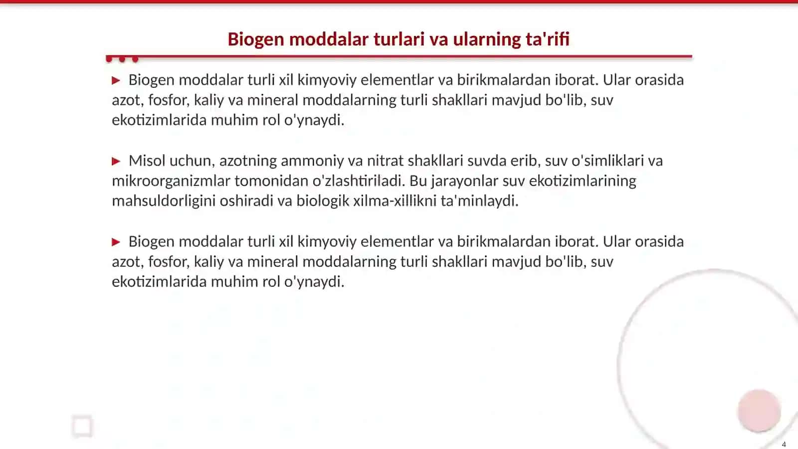 Tabiiy suvlar tarkibidagi biogen moddalar 4