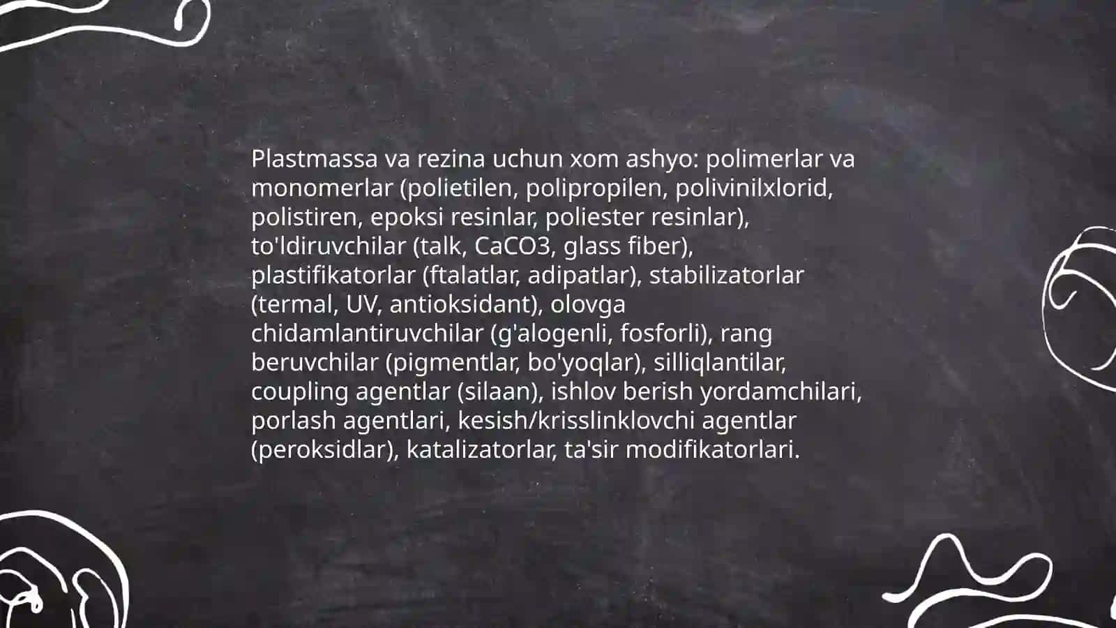 Metall bo'lmagan materiallar: Plastmassa va rezina detallarni tayyorlash texnologik jarayoni 4