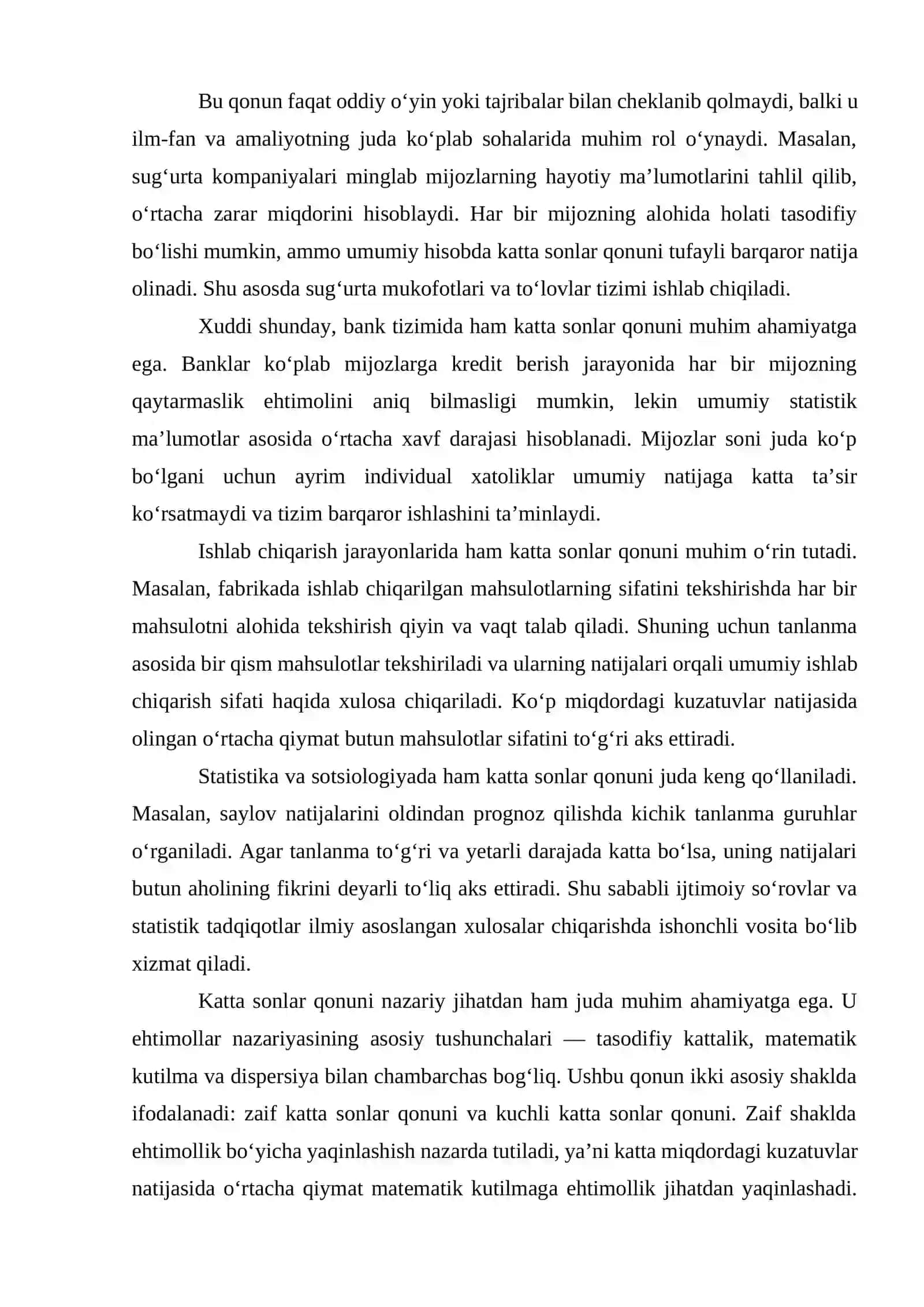 KATTA SONLAR QONUNI VA UNING AMALIY AHAMYATI MARKAZIY LIMT TEOREMASI 4