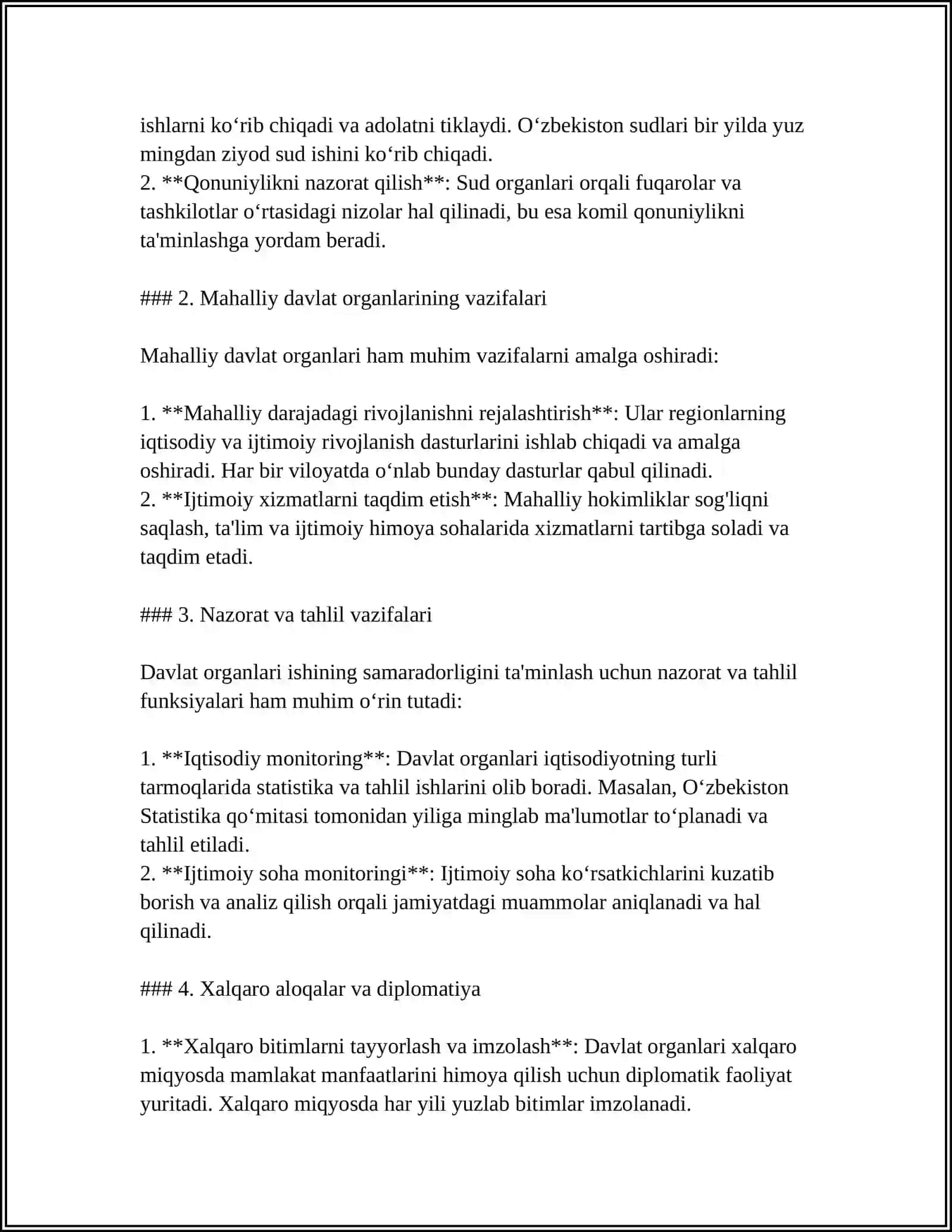REFERAT Mavzu: DAVLAT ORGANLARI, XALQQA XIZMAT QILISHNING SAMARALI VOSITALARI 4