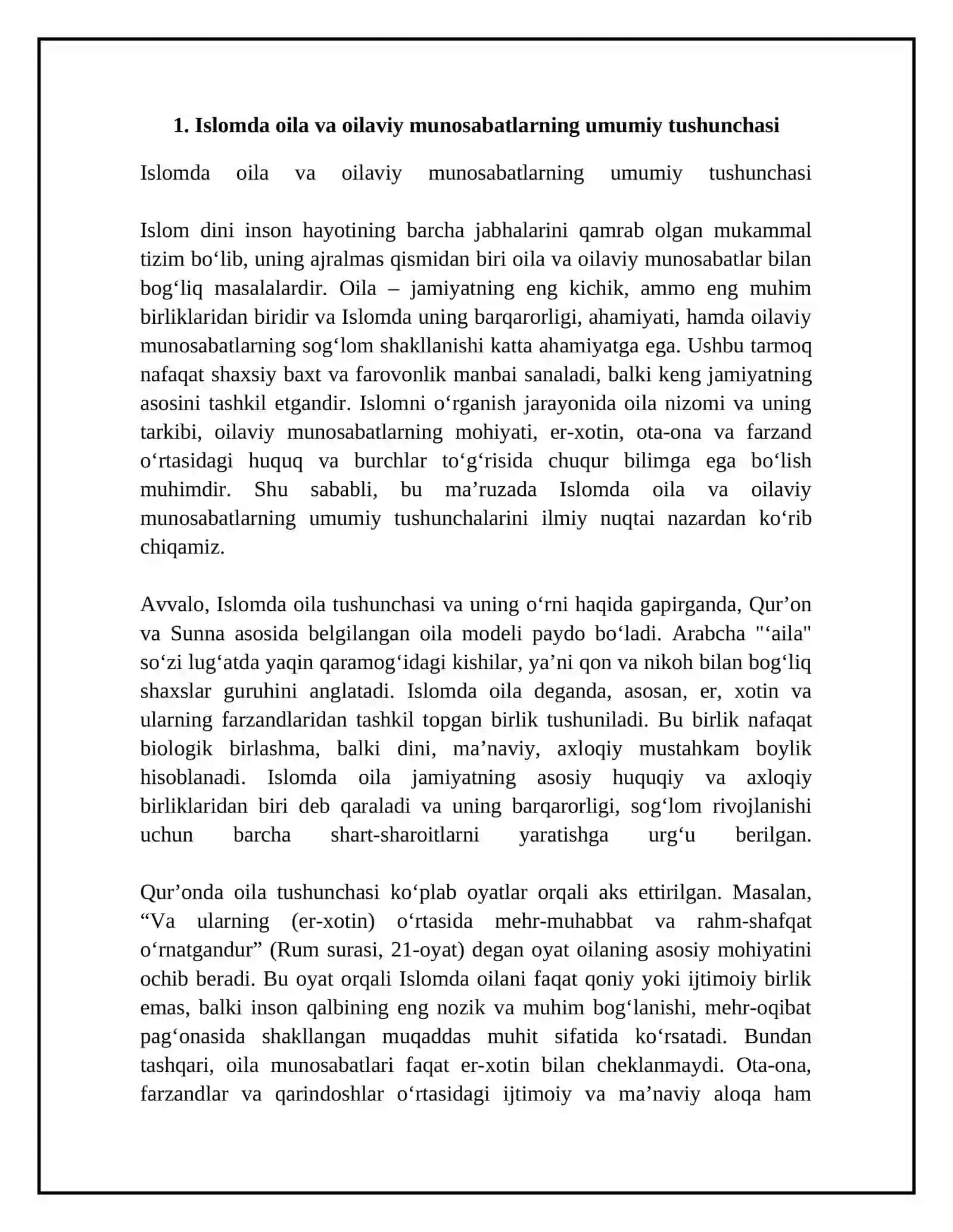 Islom dinida oila va oilaviy (er-xotin, ota-ona va farzand) munosabatlar haqida 4